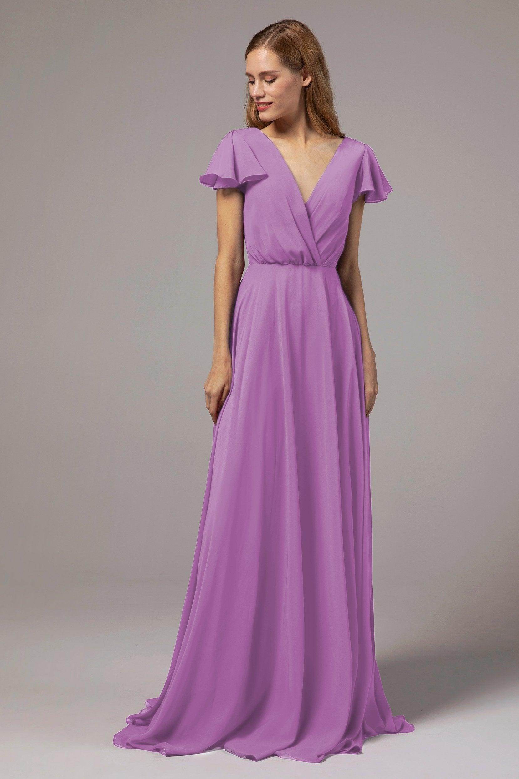 A-Line Floor Length Chiffon Bridesmaid Dress CB0410 - COCOMELODY