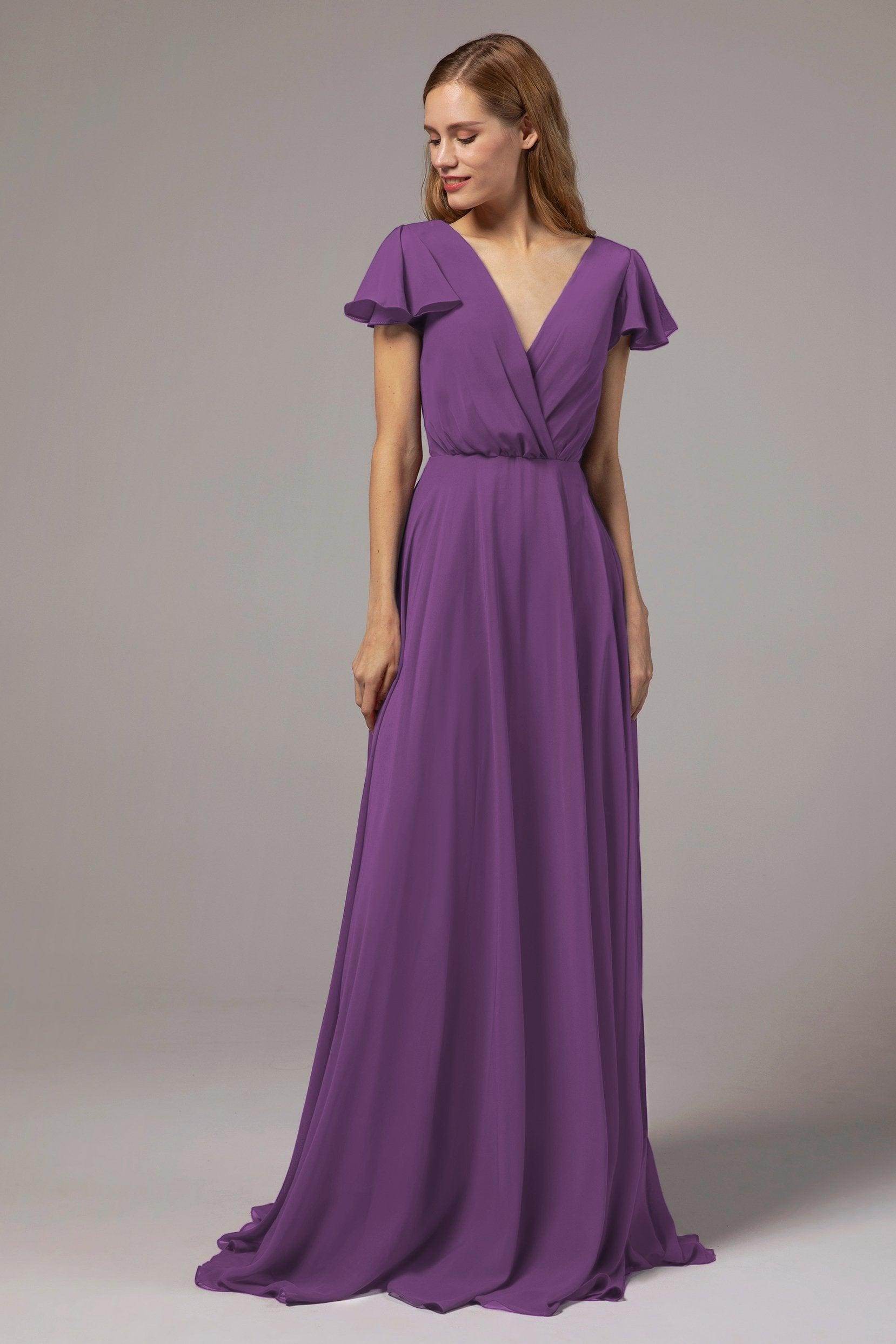 A-Line Floor Length Chiffon Bridesmaid Dress CB0410 - COCOMELODY