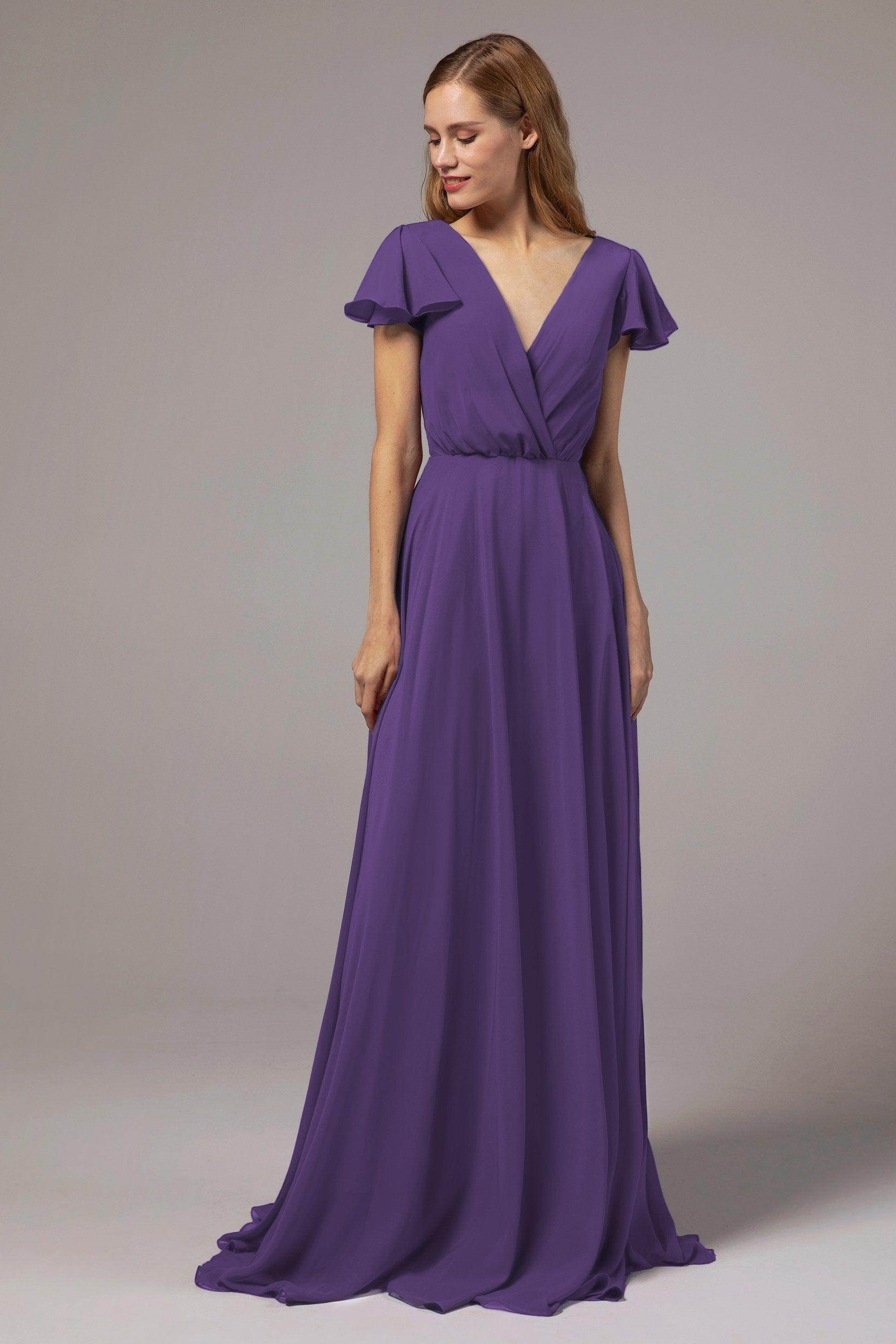 A-Line Floor Length Chiffon Bridesmaid Dress CB0410 - COCOMELODY
