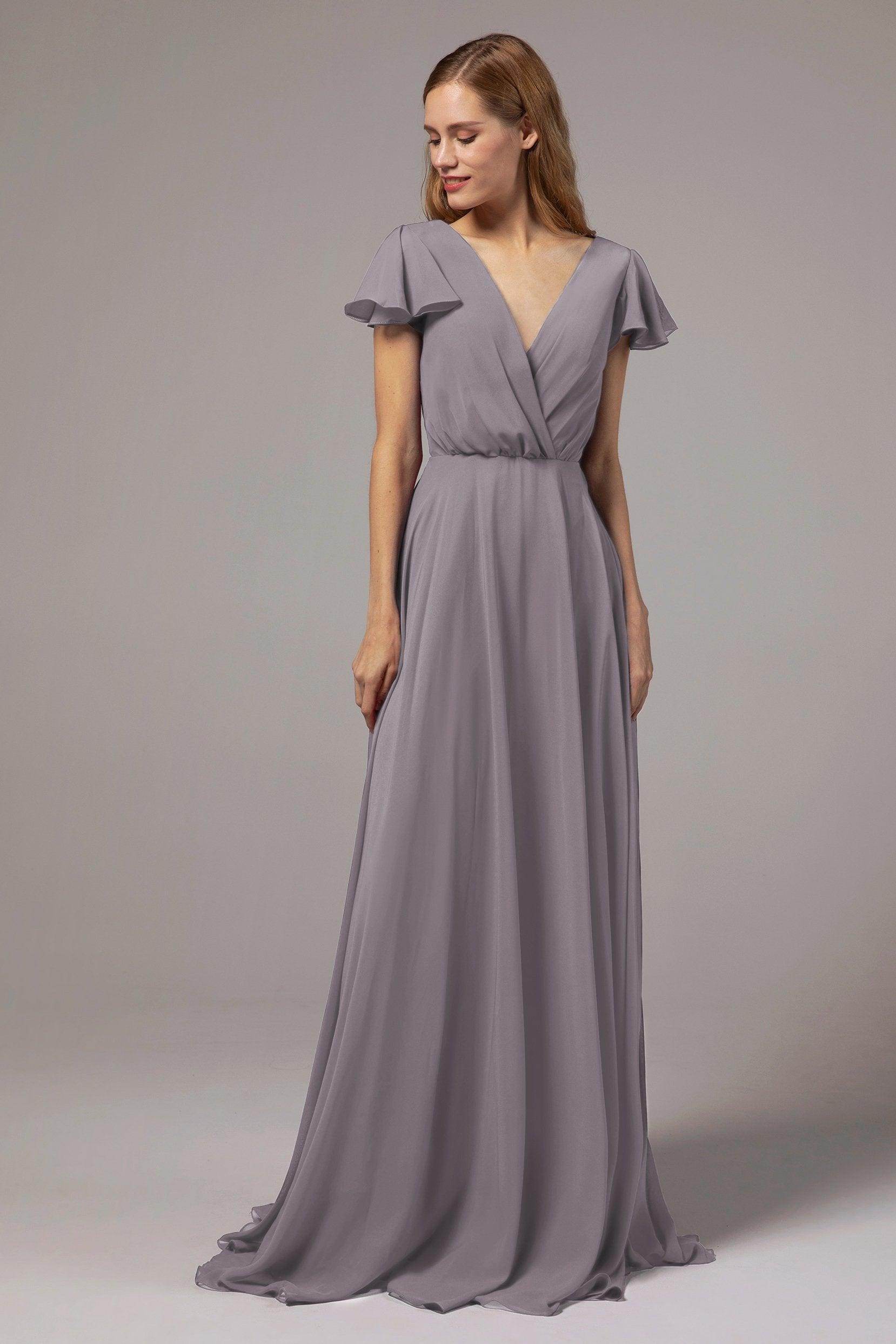 A-Line Floor Length Chiffon Bridesmaid Dress CB0410 - COCOMELODY