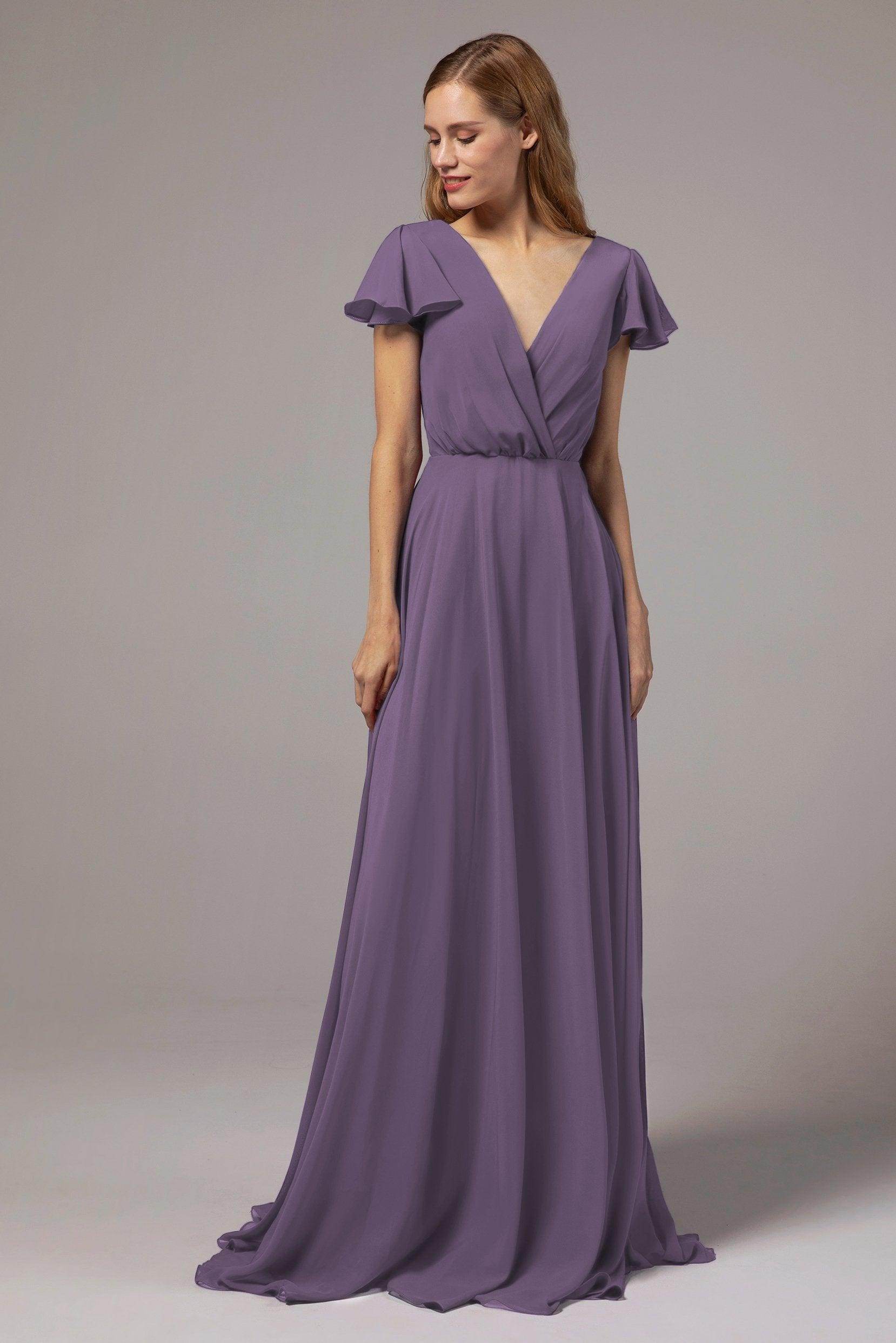 A-Line Floor Length Chiffon Bridesmaid Dress CB0410 - COCOMELODY