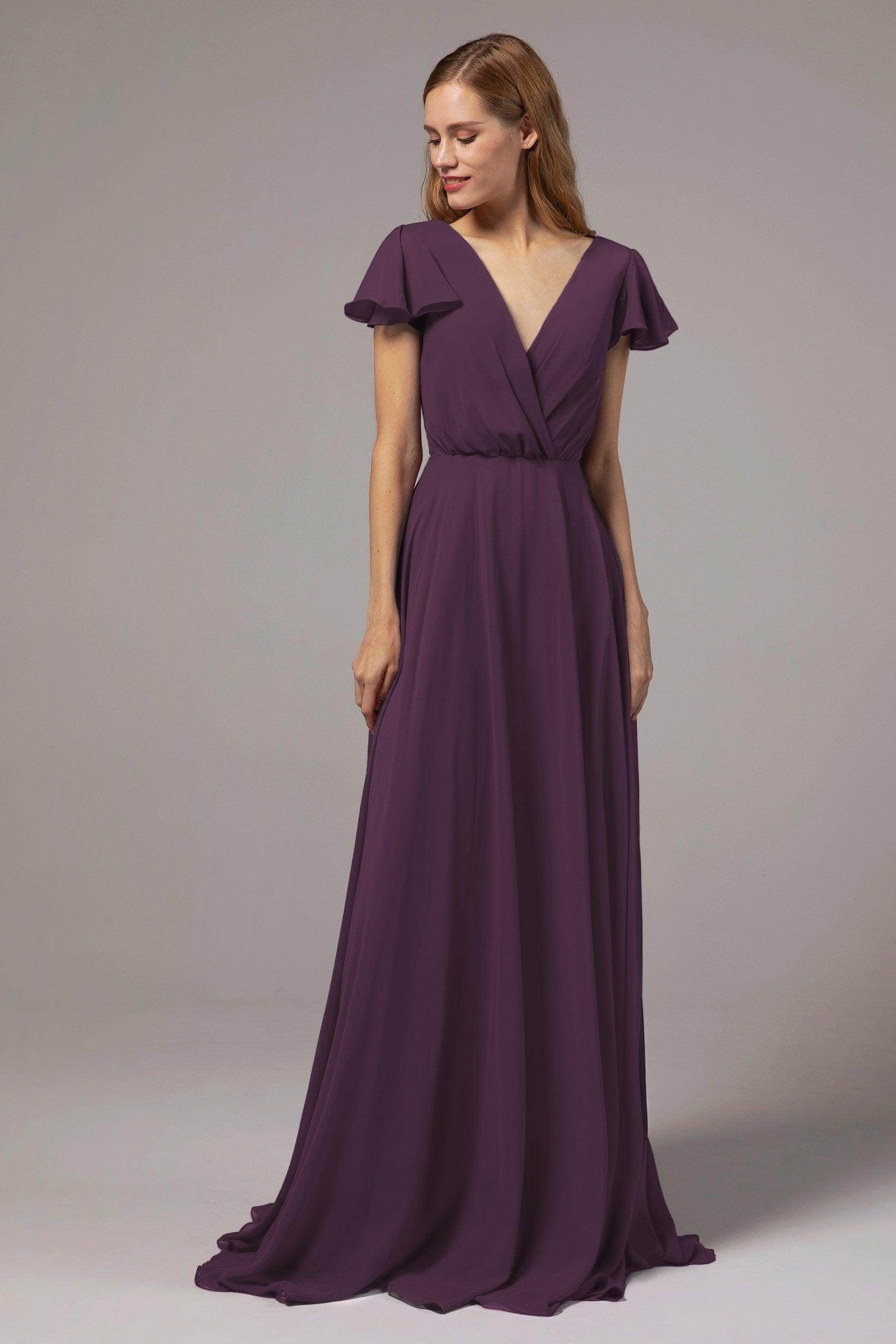 A-Line Floor Length Chiffon Bridesmaid Dress CB0410 - COCOMELODY