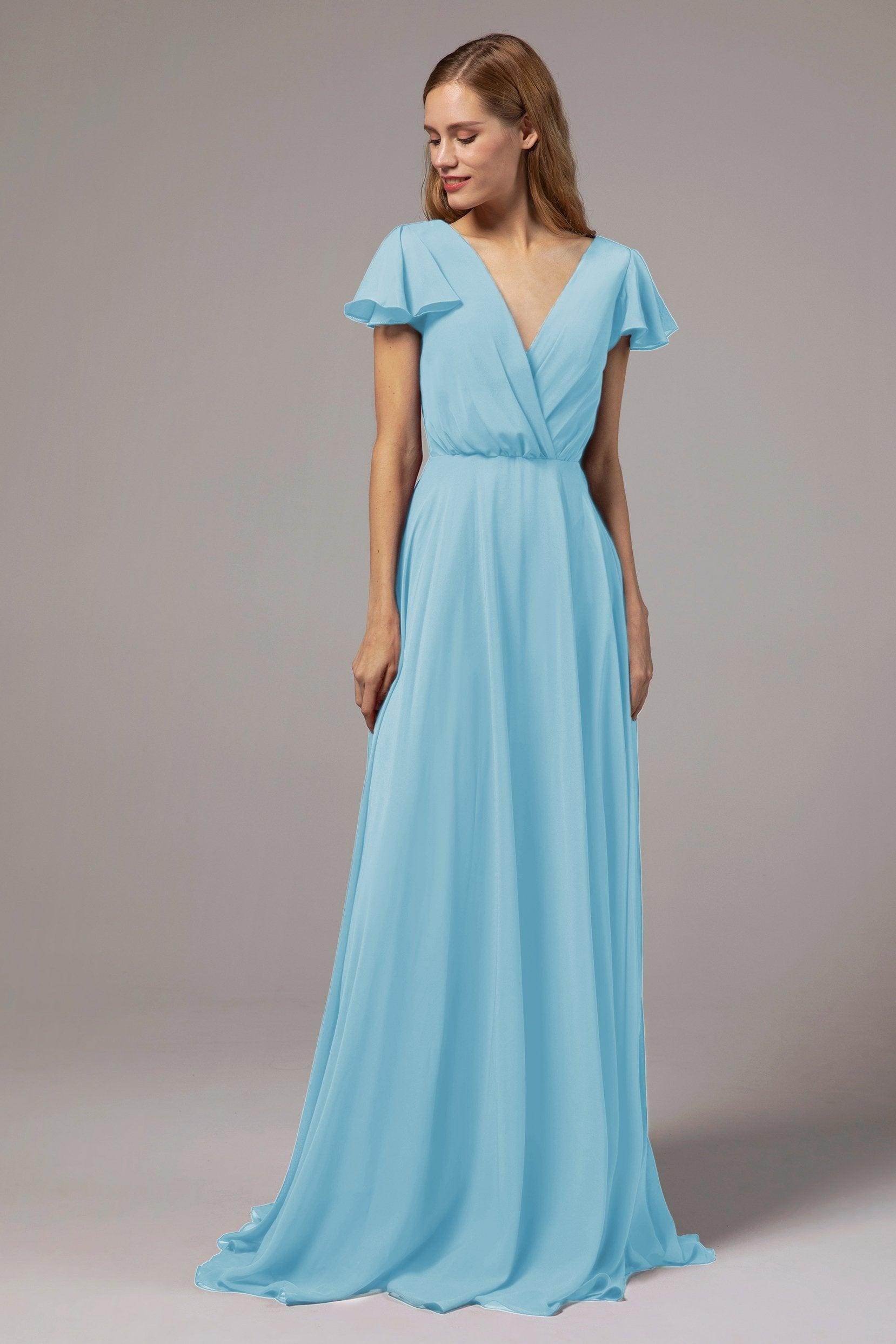 A-Line Floor Length Chiffon Bridesmaid Dress CB0410 - COCOMELODY