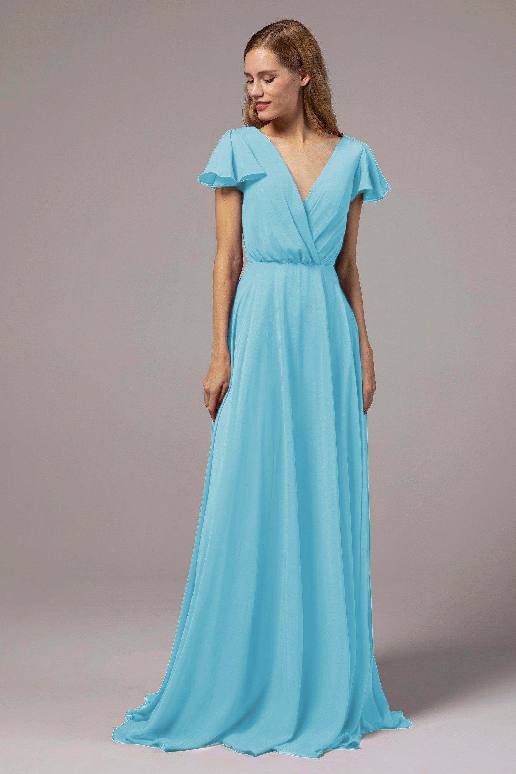 A-Line Floor Length Chiffon Bridesmaid Dress CB0410 - COCOMELODY