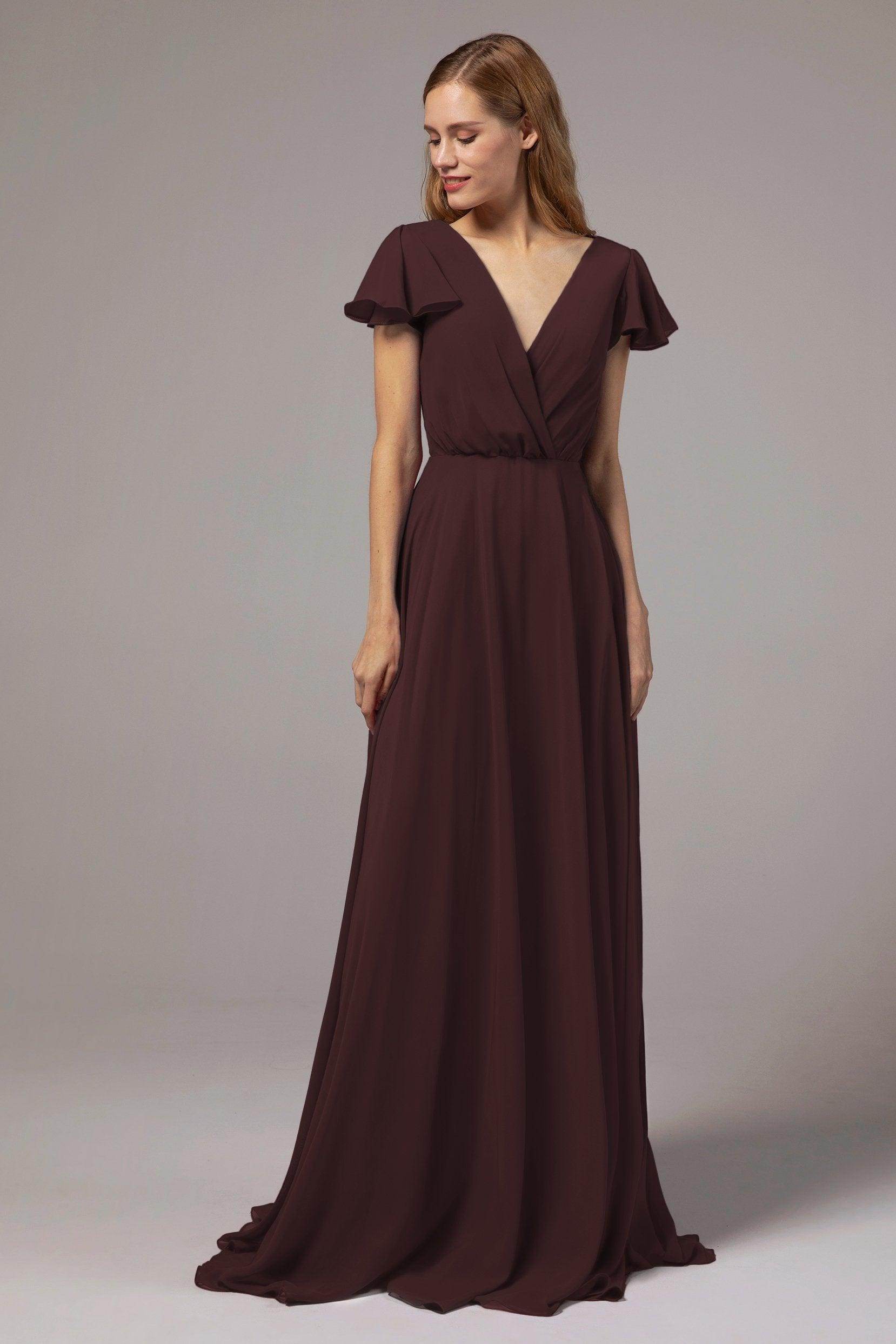 A-Line Floor Length Chiffon Bridesmaid Dress CB0410 - COCOMELODY