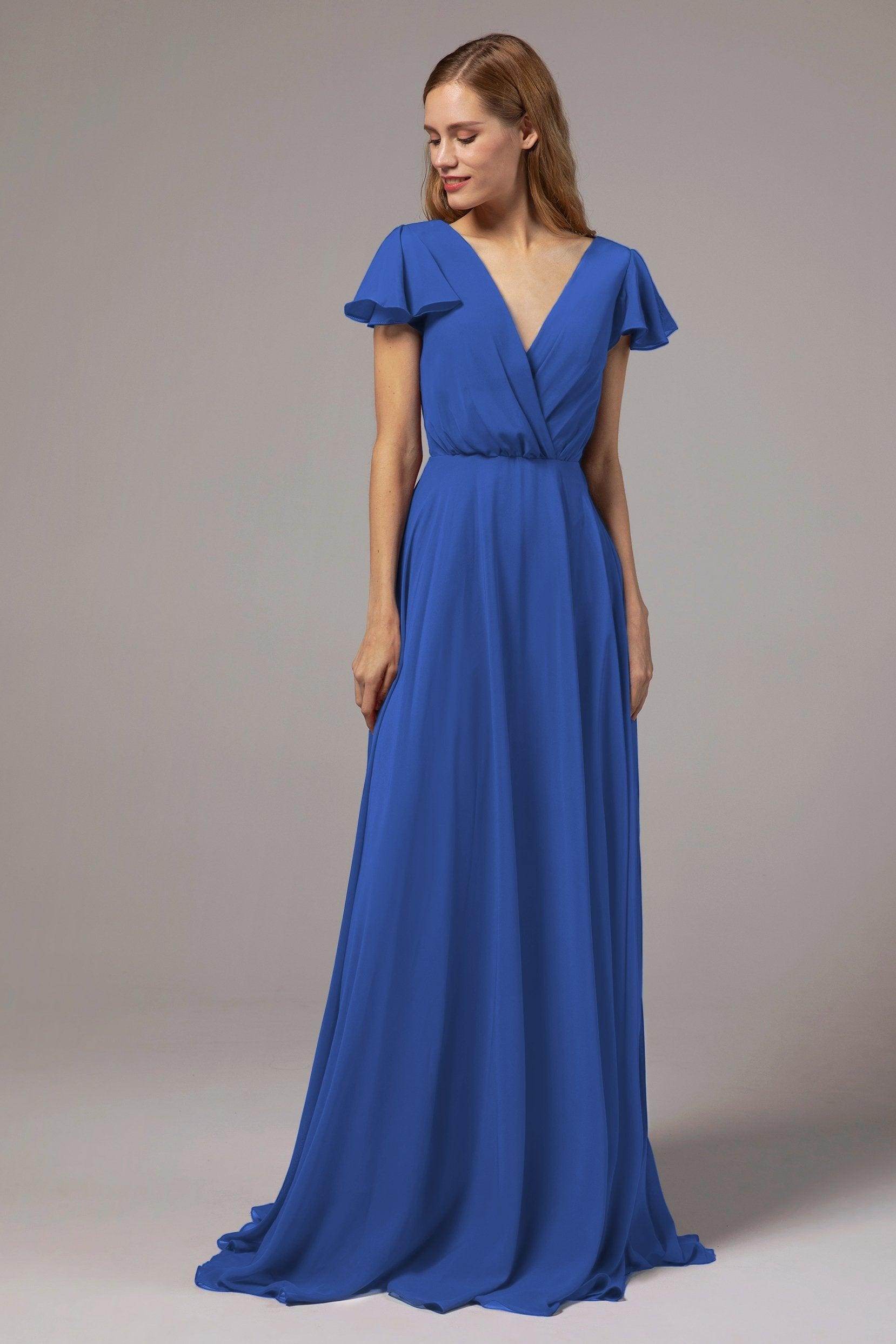 A-Line Floor Length Chiffon Bridesmaid Dress CB0410 - COCOMELODY