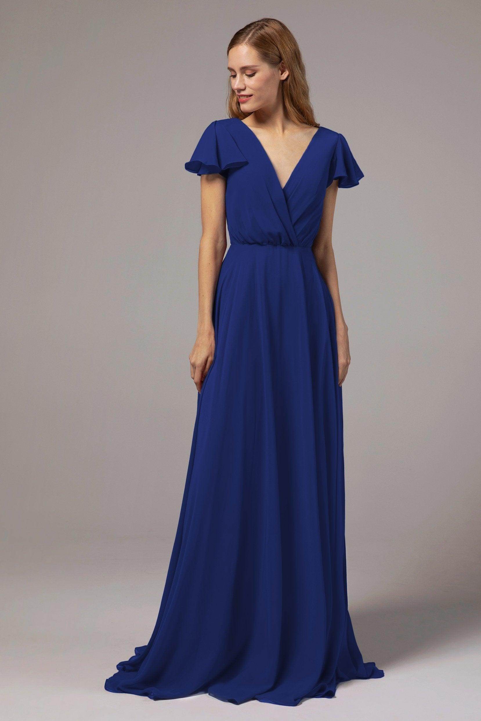 A-Line Floor Length Chiffon Bridesmaid Dress CB0410 - COCOMELODY