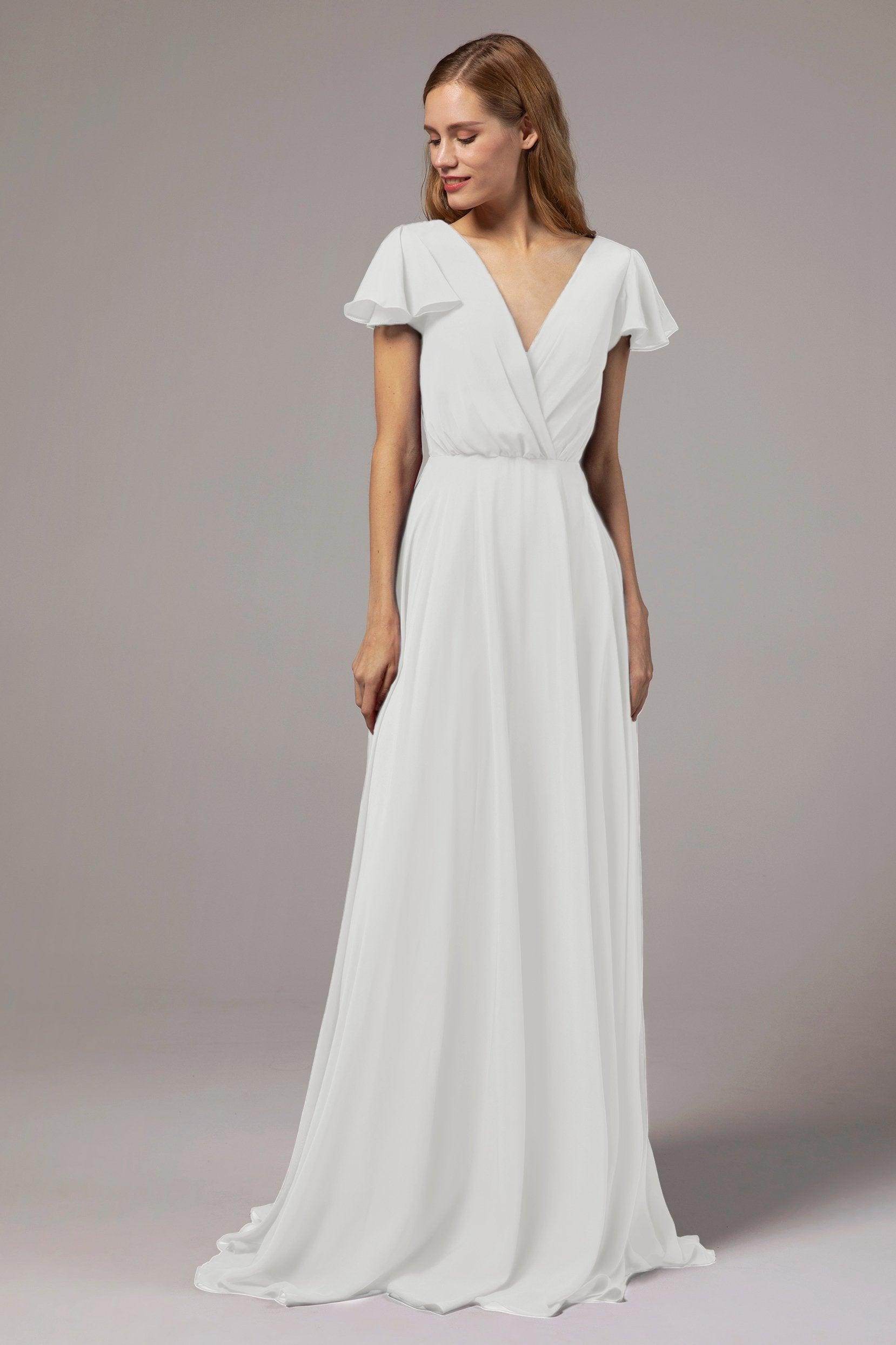 A-Line Floor Length Chiffon Bridesmaid Dress CB0410 - COCOMELODY
