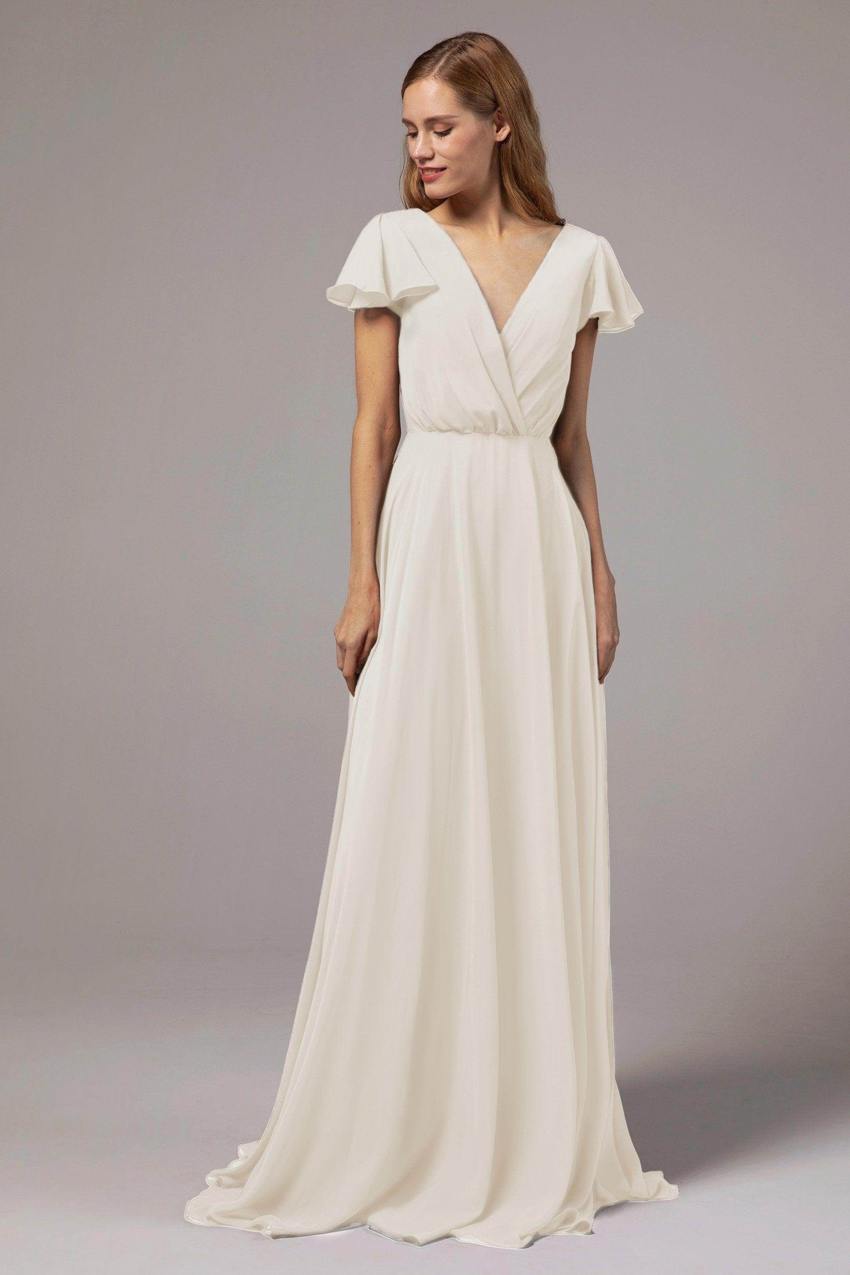 A-Line Floor Length Chiffon Bridesmaid Dress CB0410 - COCOMELODY