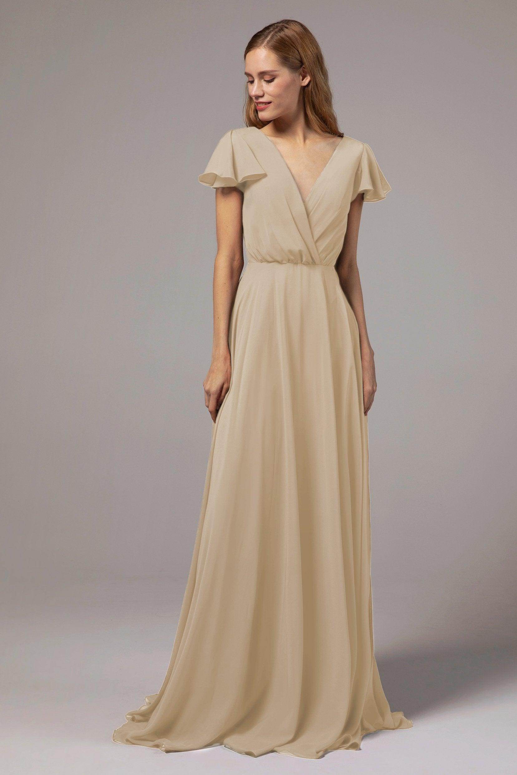 A-Line Floor Length Chiffon Bridesmaid Dress CB0410 - COCOMELODY