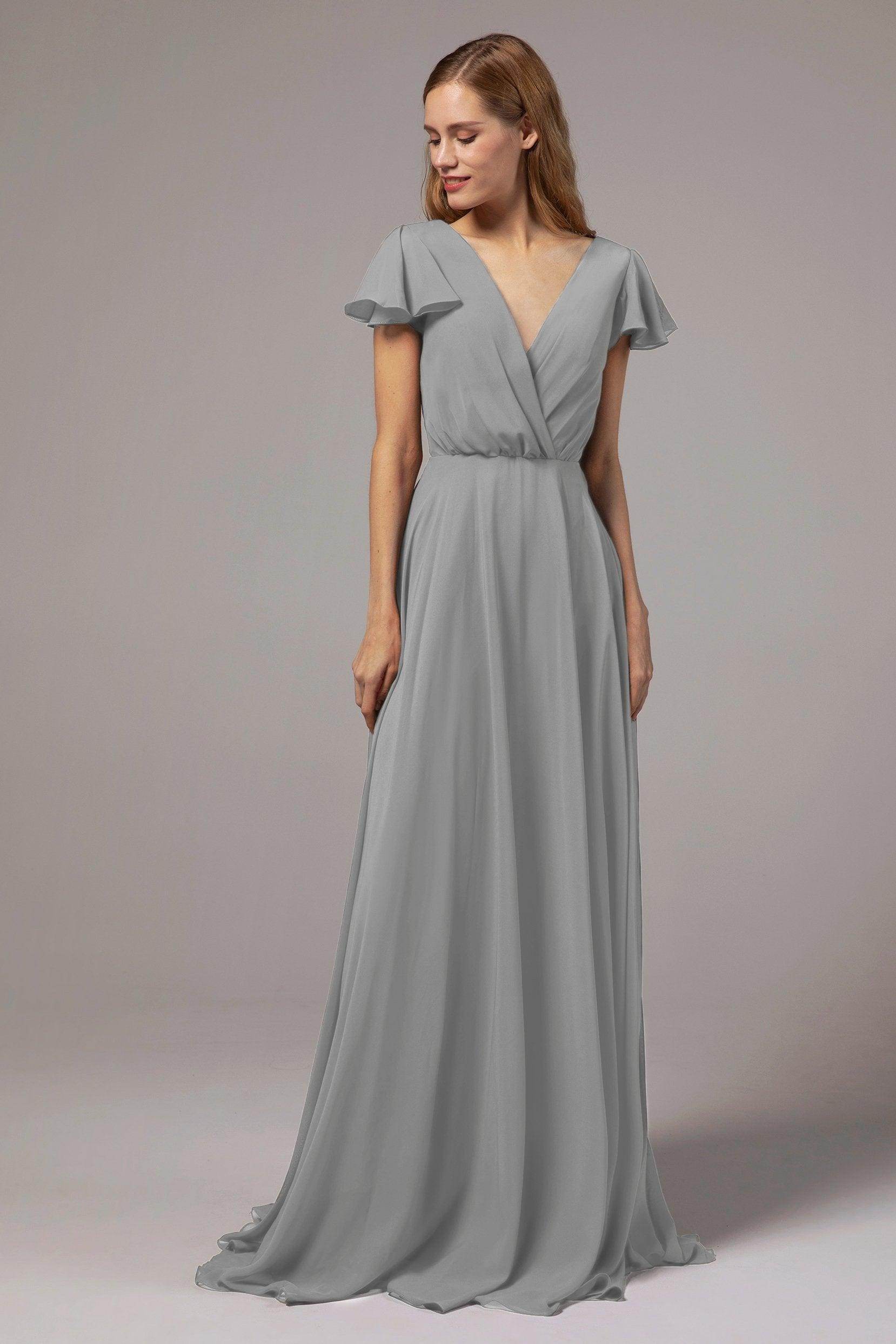 A-Line Floor Length Chiffon Bridesmaid Dress CB0410 - COCOMELODY