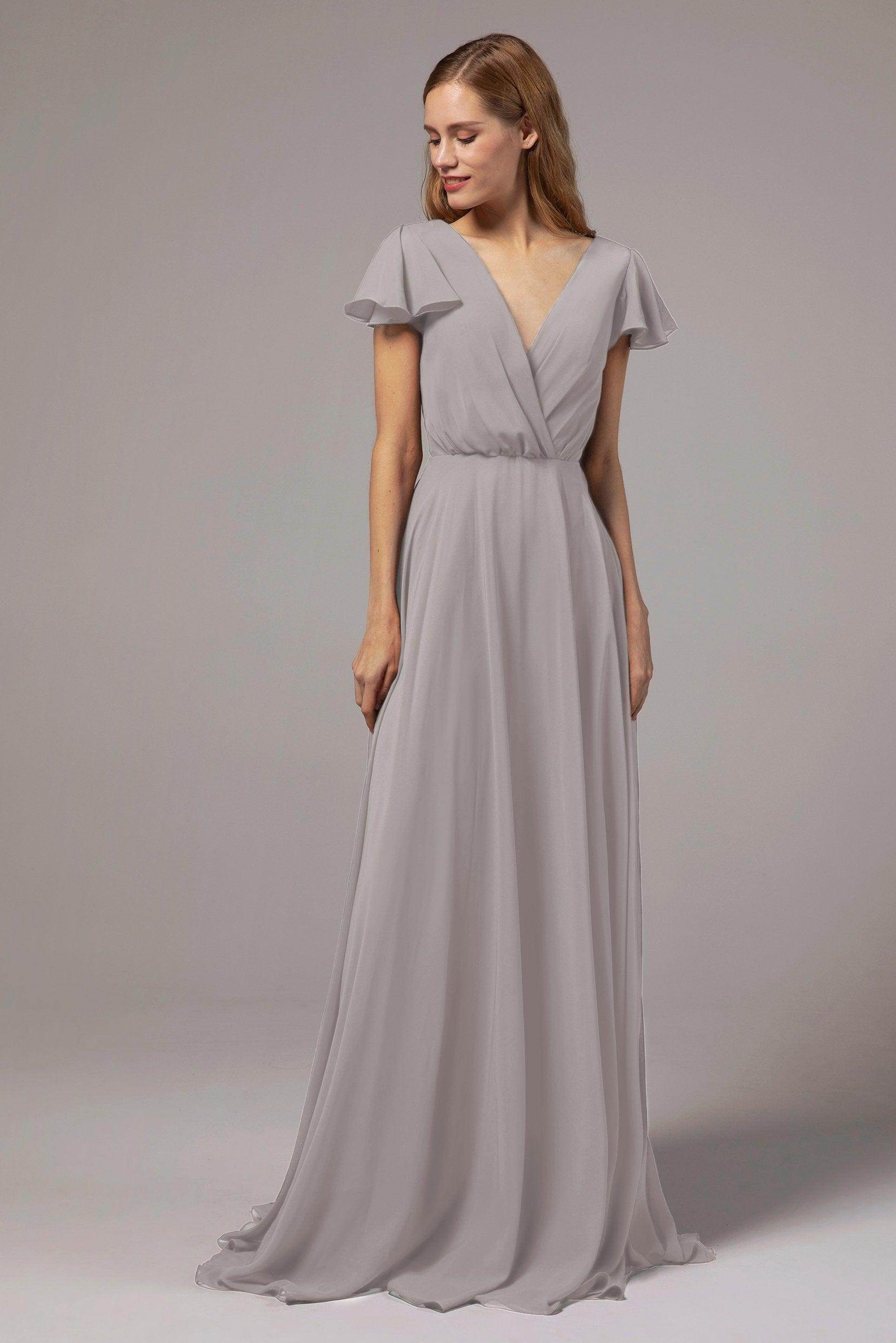 A-Line Floor Length Chiffon Bridesmaid Dress CB0410 - COCOMELODY