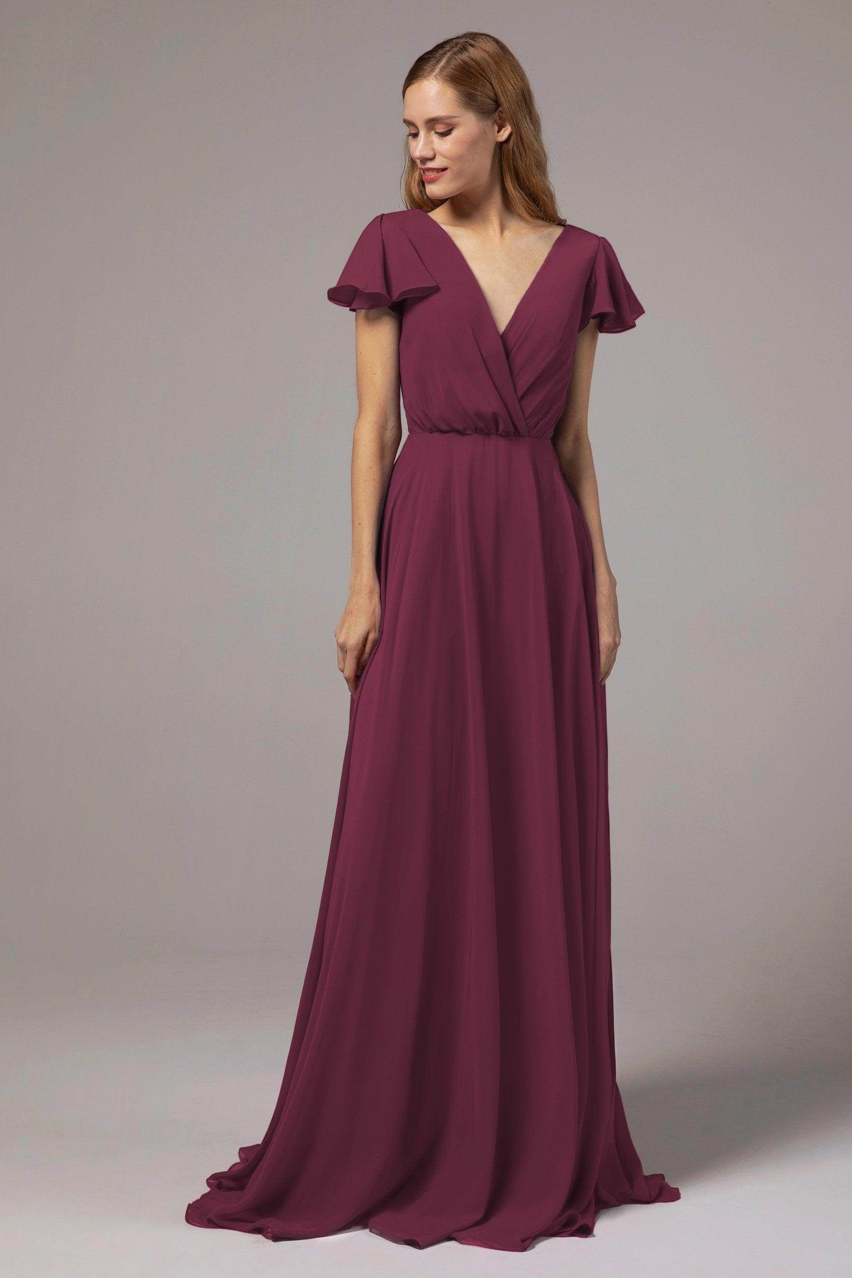 A-Line Floor Length Chiffon Bridesmaid Dress CB0410 - COCOMELODY