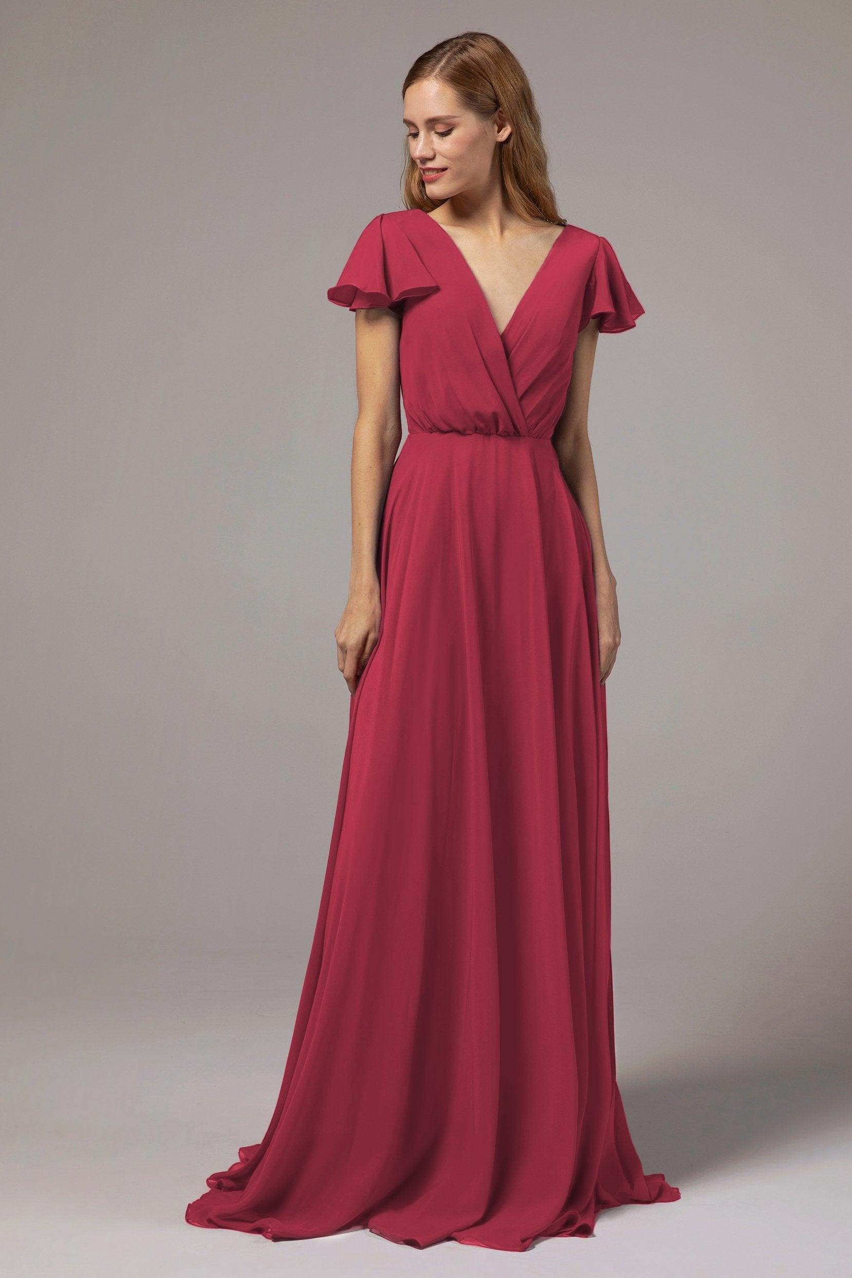 A-Line Floor Length Chiffon Bridesmaid Dress CB0410 - COCOMELODY