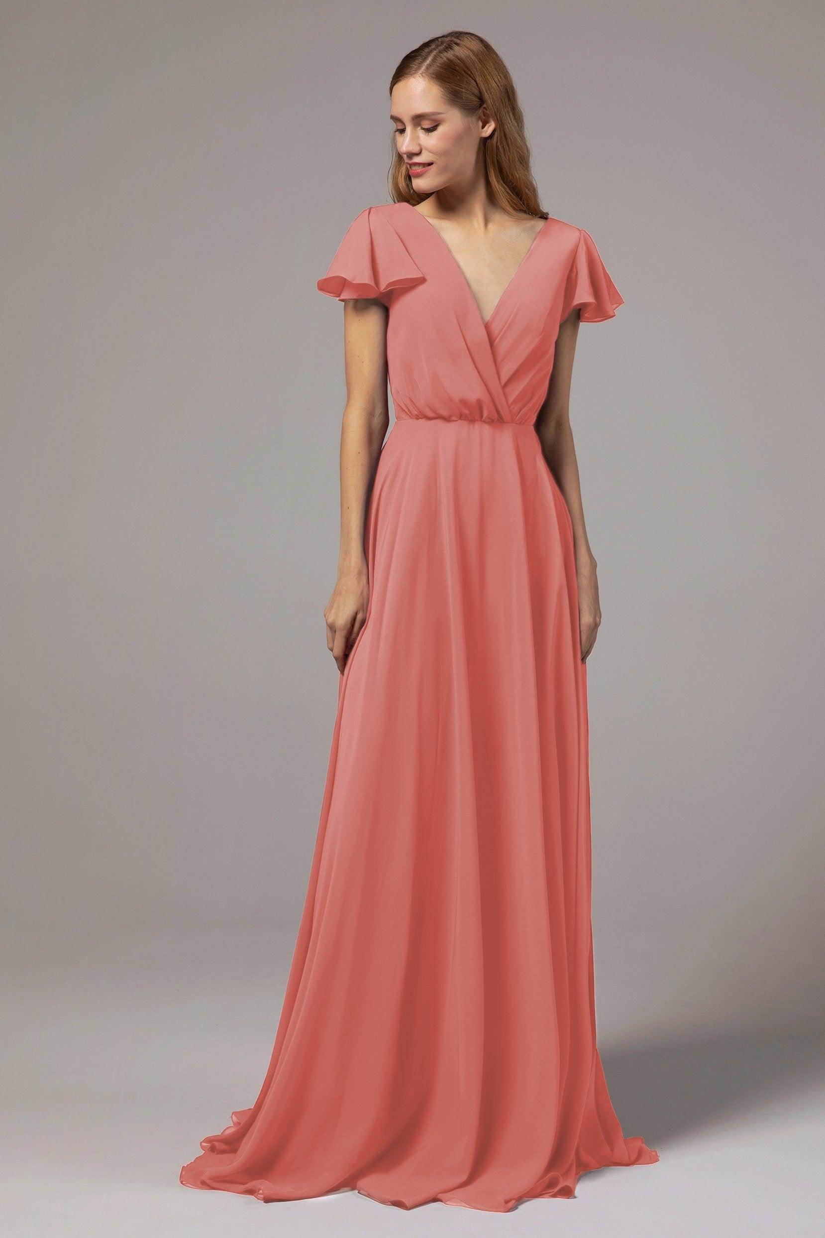 A-Line Floor Length Chiffon Bridesmaid Dress CB0410 - COCOMELODY
