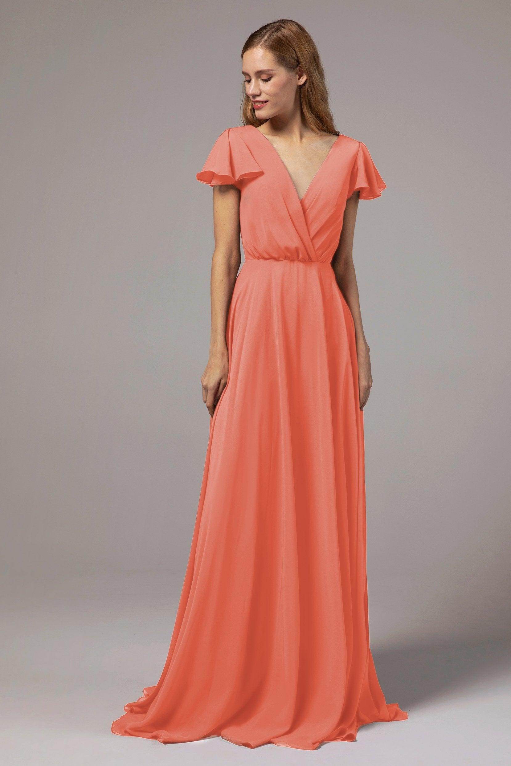 A-Line Floor Length Chiffon Bridesmaid Dress CB0410 - COCOMELODY