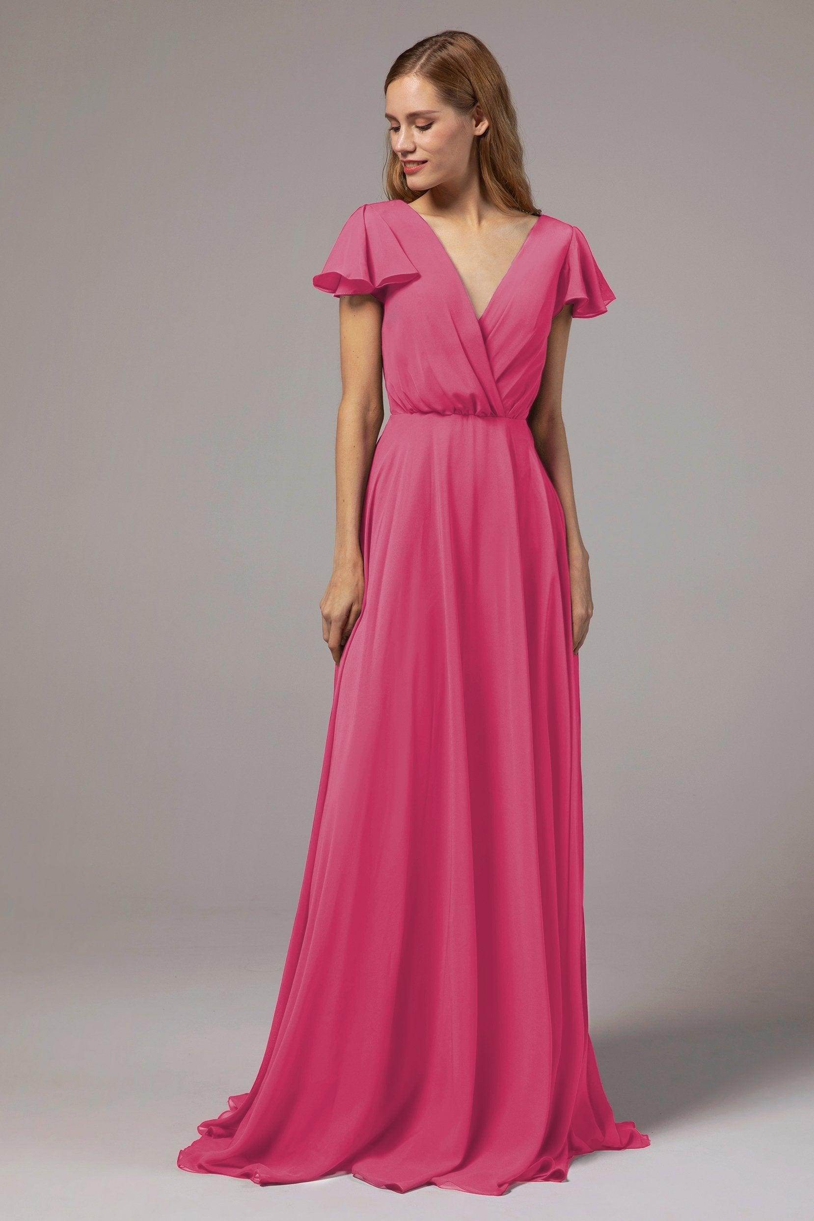 A-Line Floor Length Chiffon Bridesmaid Dress CB0410 - COCOMELODY