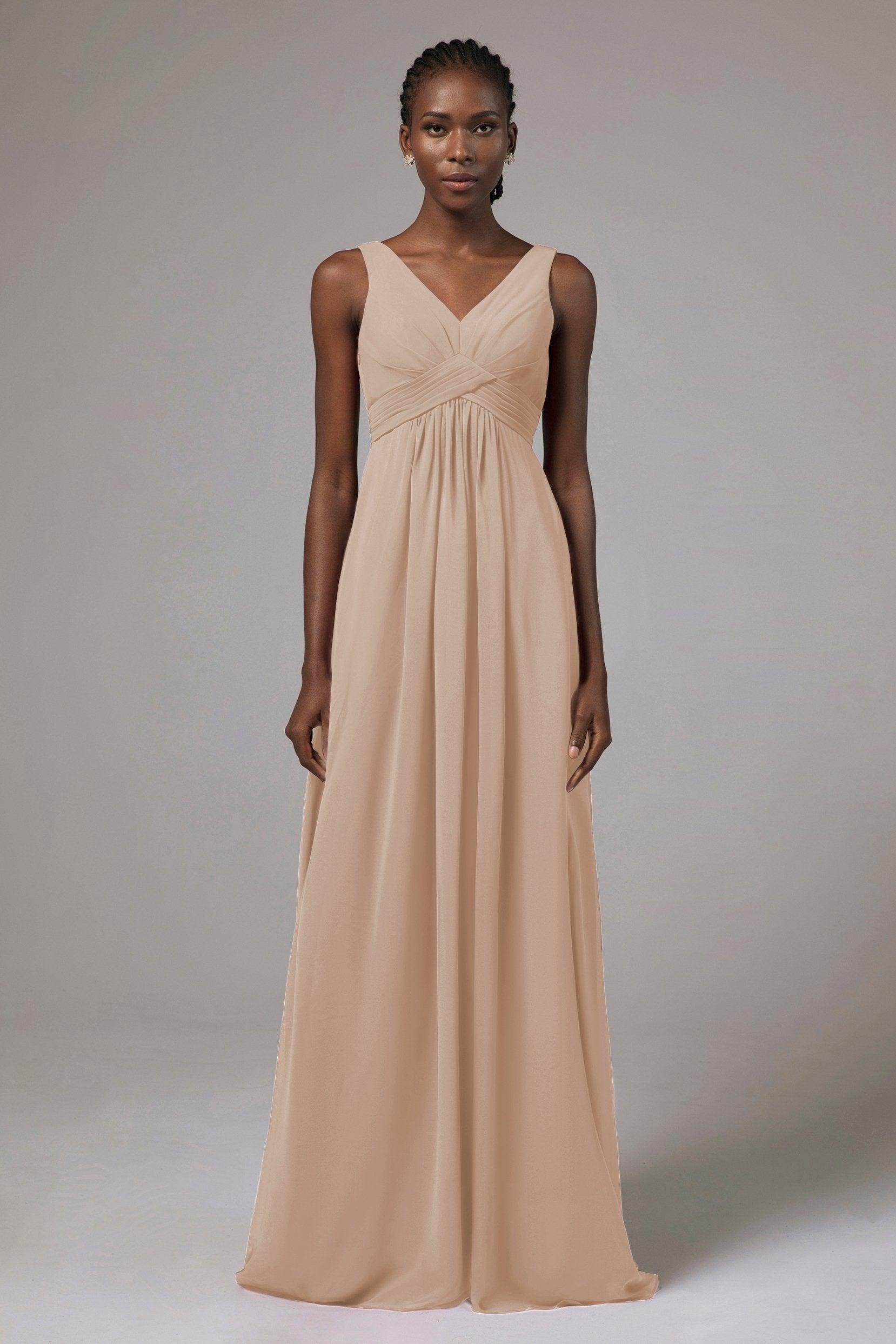 A-Line Floor Length Chiffon Bridesmaid Dress Formal Dresses CB0411 - COCOMELODY