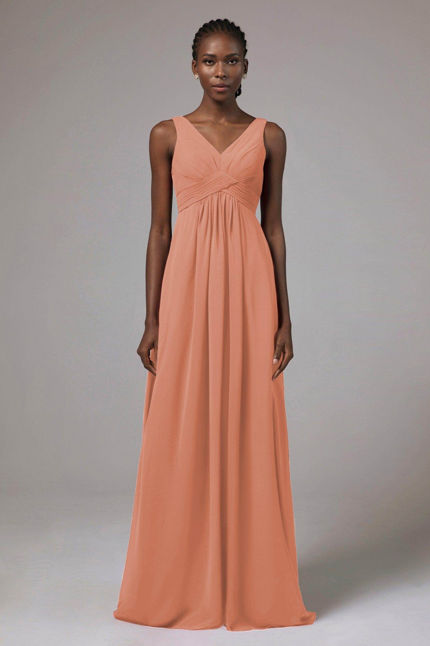 A-Line Floor Length Chiffon Bridesmaid Dress Formal Dresses CB0411 - COCOMELODY