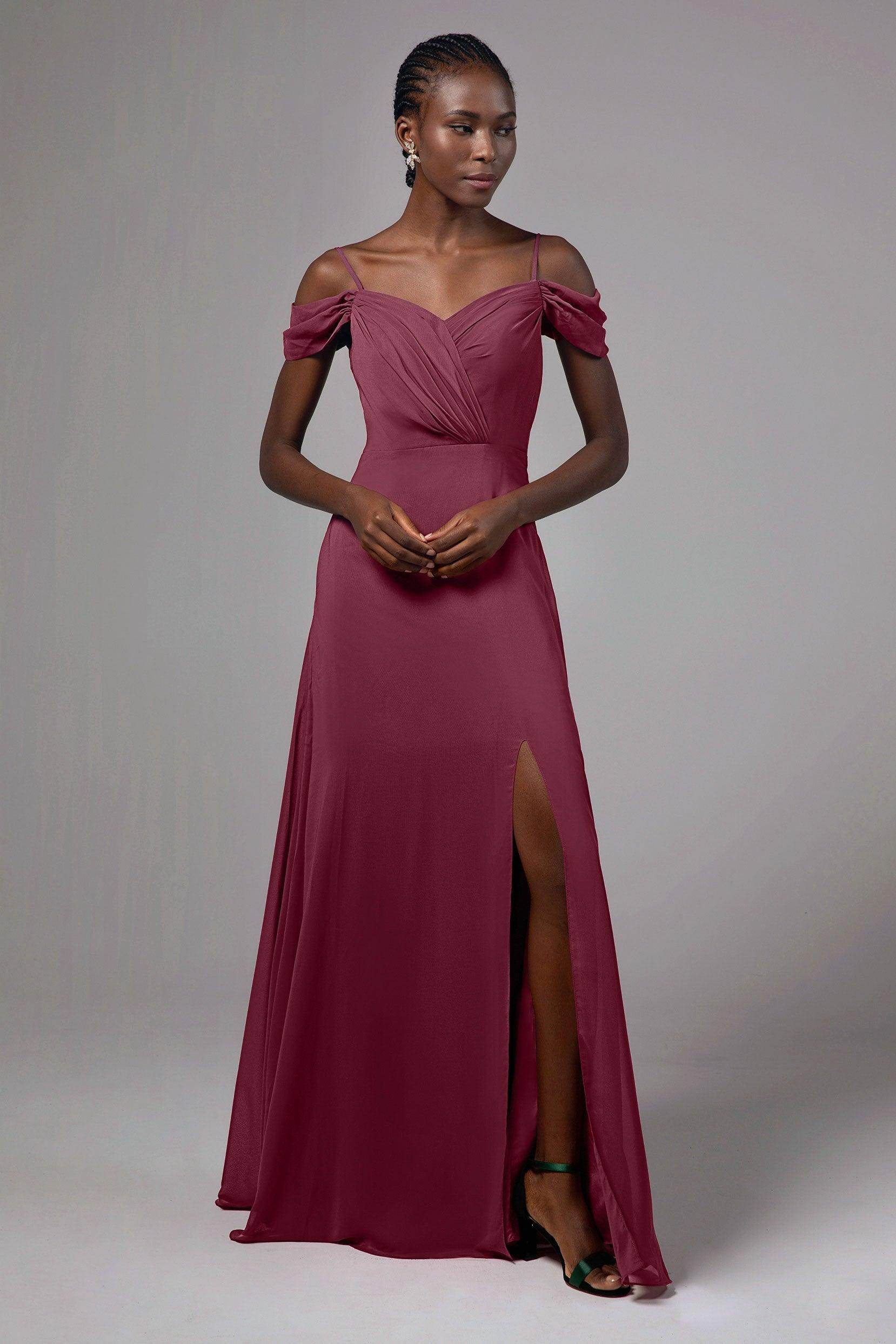 A-Line Floor Length Chiffon Bridesmaid Dress Formal Dresses CB0412 - COCOMELODY