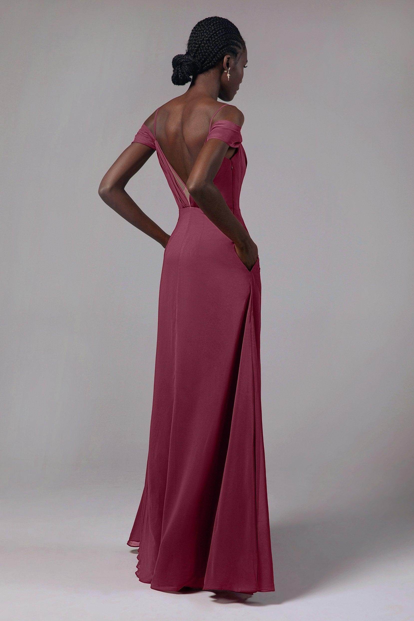 A-Line Floor Length Chiffon Bridesmaid Dress Formal Dresses CB0412CR - COCOMELODY