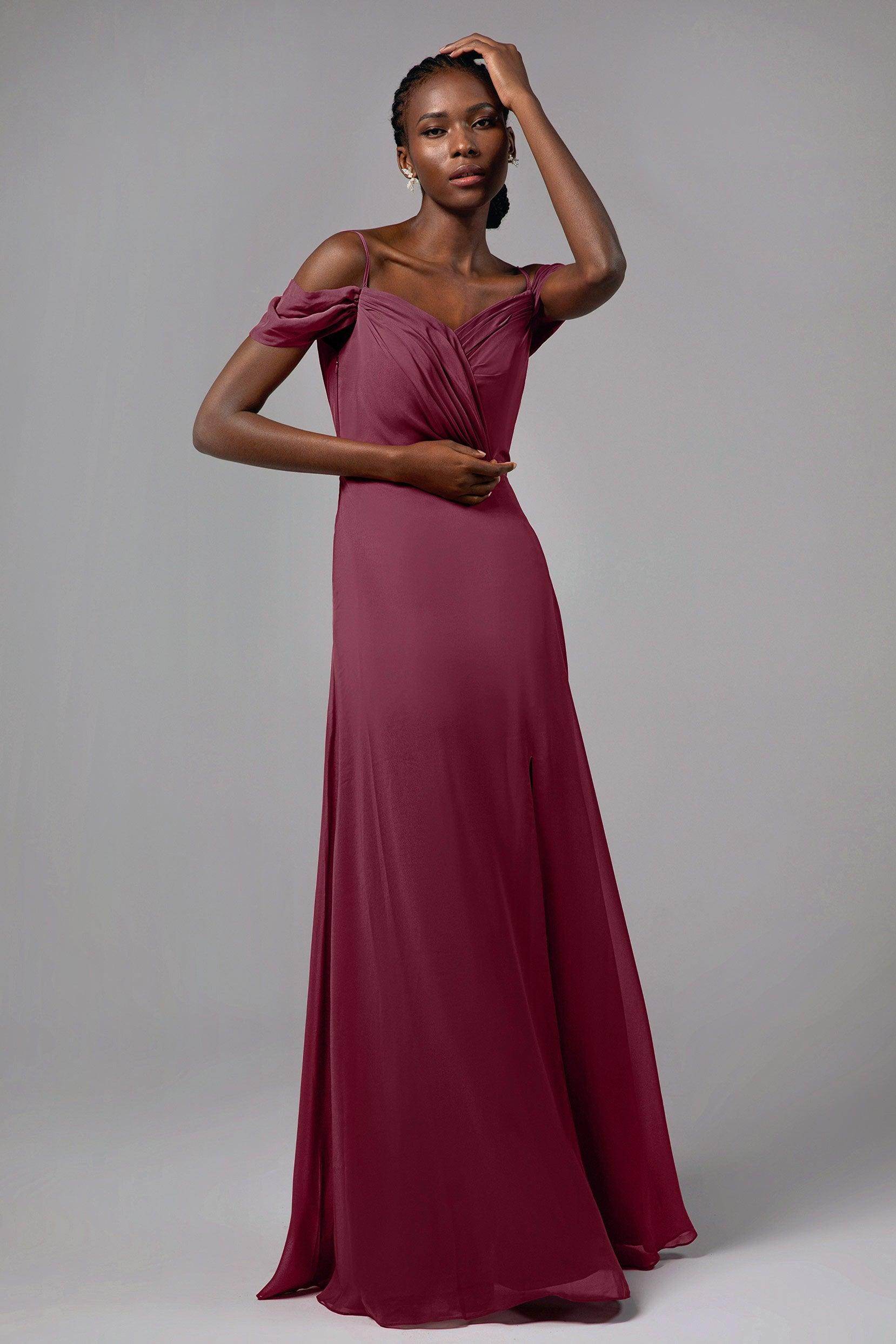 A-Line Floor Length Chiffon Bridesmaid Dress Formal Dresses CB0412 - COCOMELODY