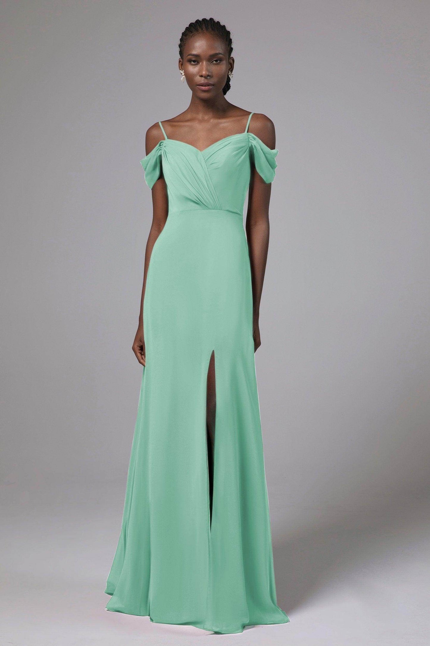 A-Line Floor Length Chiffon Bridesmaid Dress Formal Dresses CB0412 - COCOMELODY