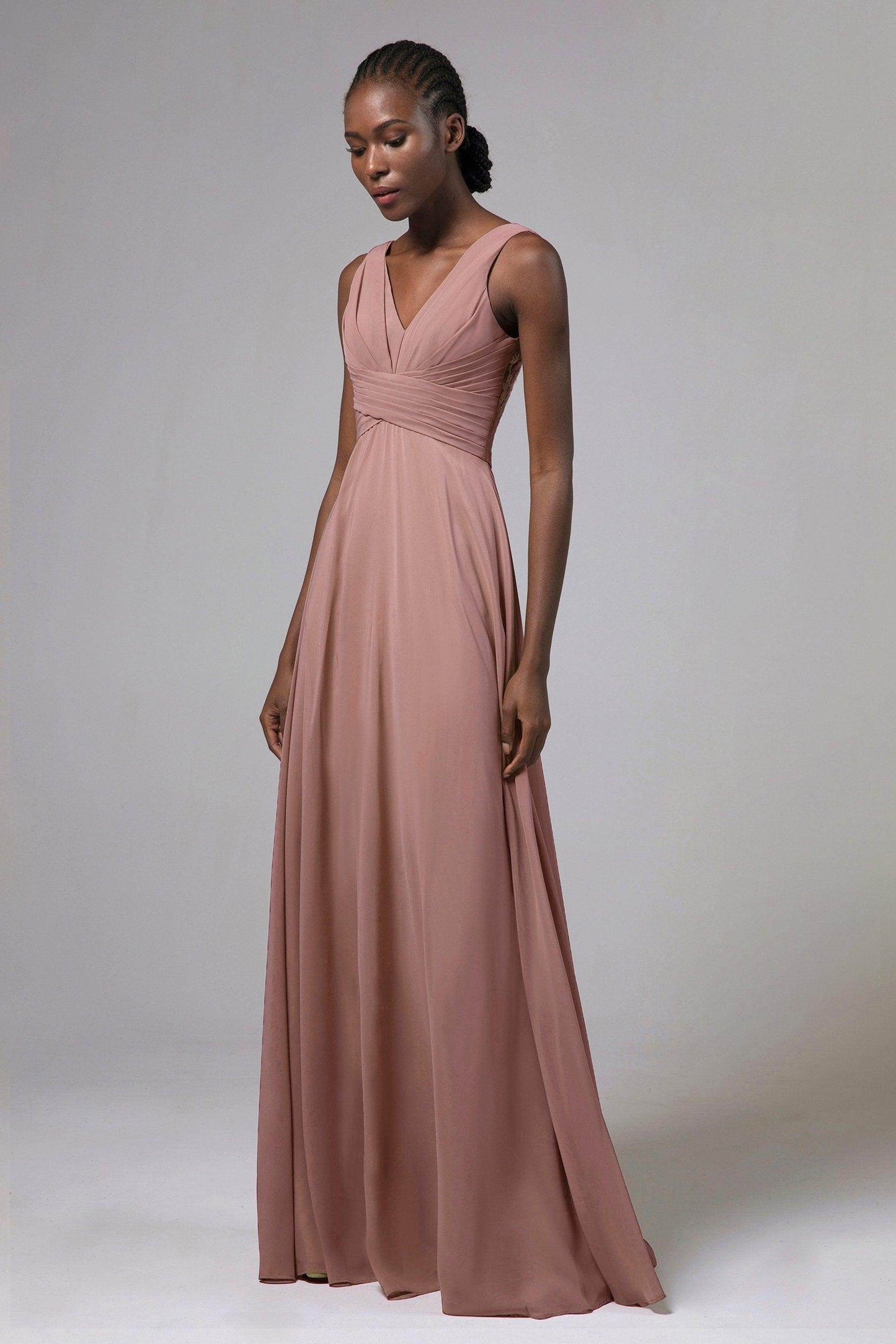 A-Line Floor Length Chiffon Bridesmaid Dress Formal Dresses CB0413 - COCOMELODY
