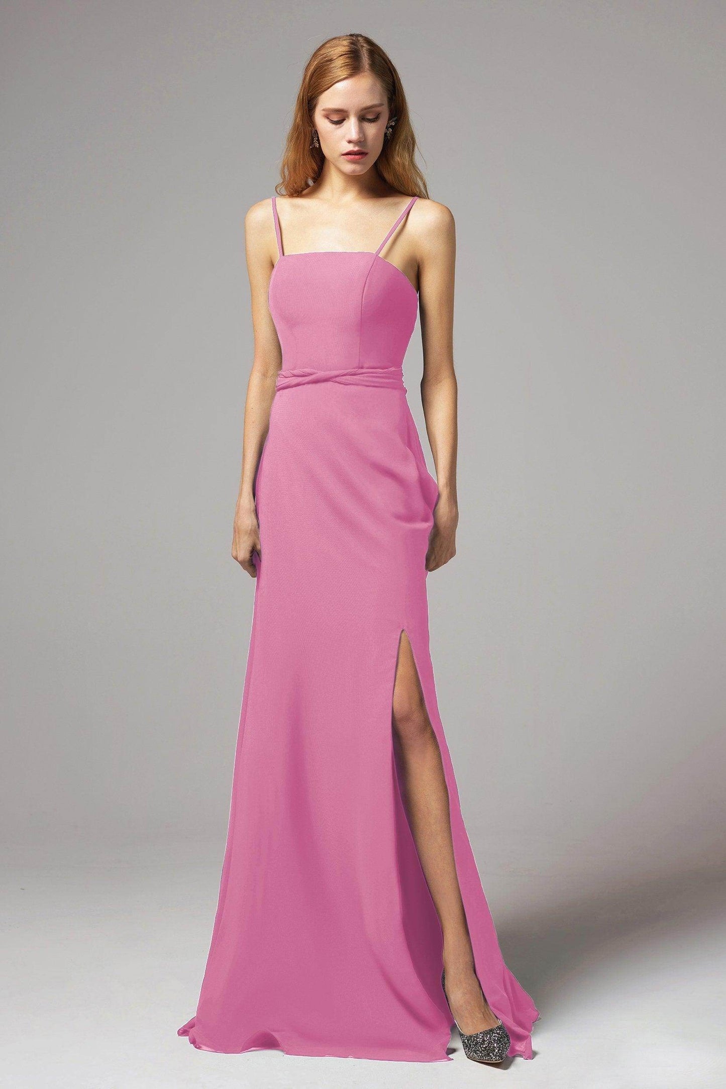 A-Line Floor Length Chiffon Bridesmaid Dress CB0414 - COCOMELODY
