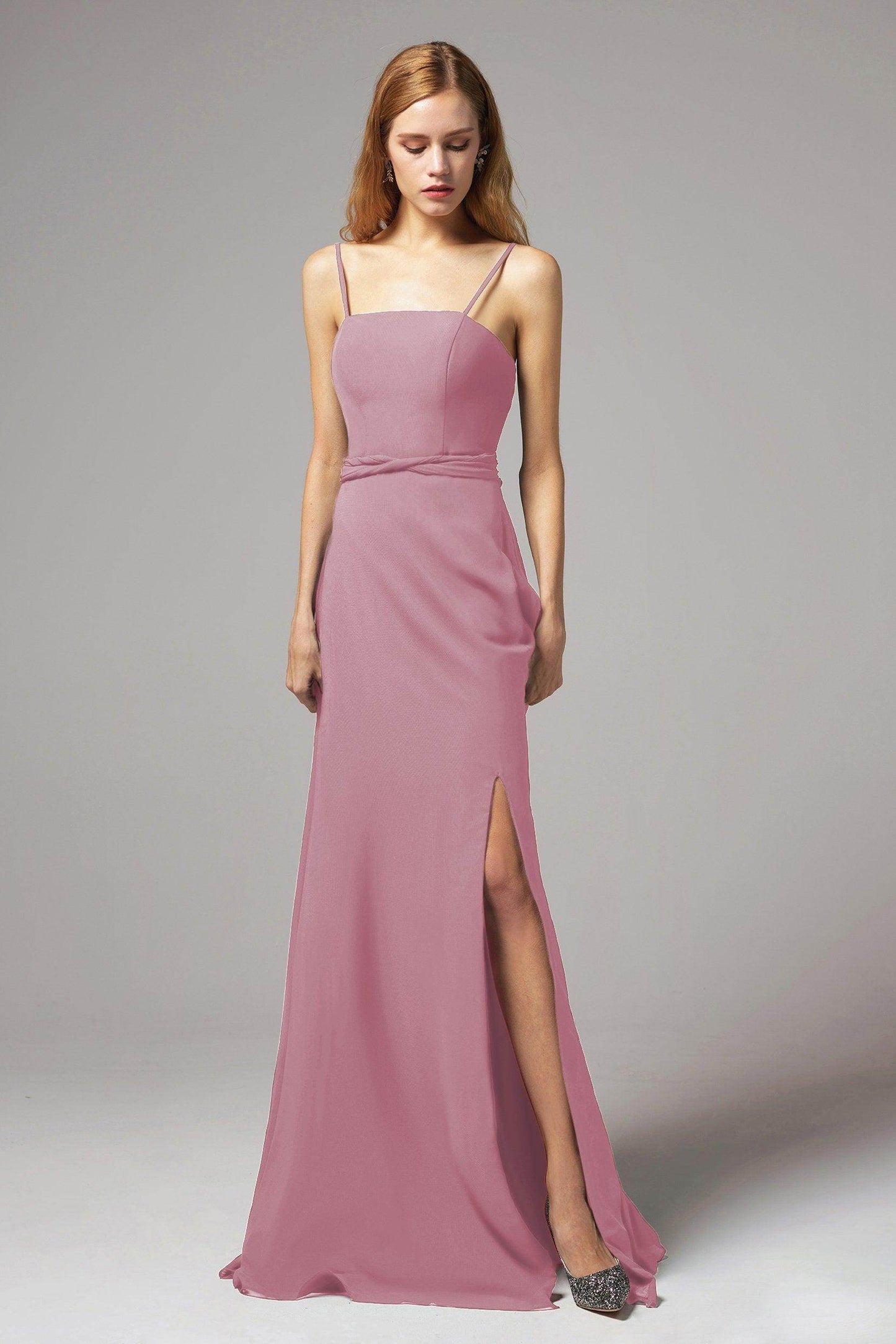 A-Line Floor Length Chiffon Bridesmaid Dress CB0414 - COCOMELODY