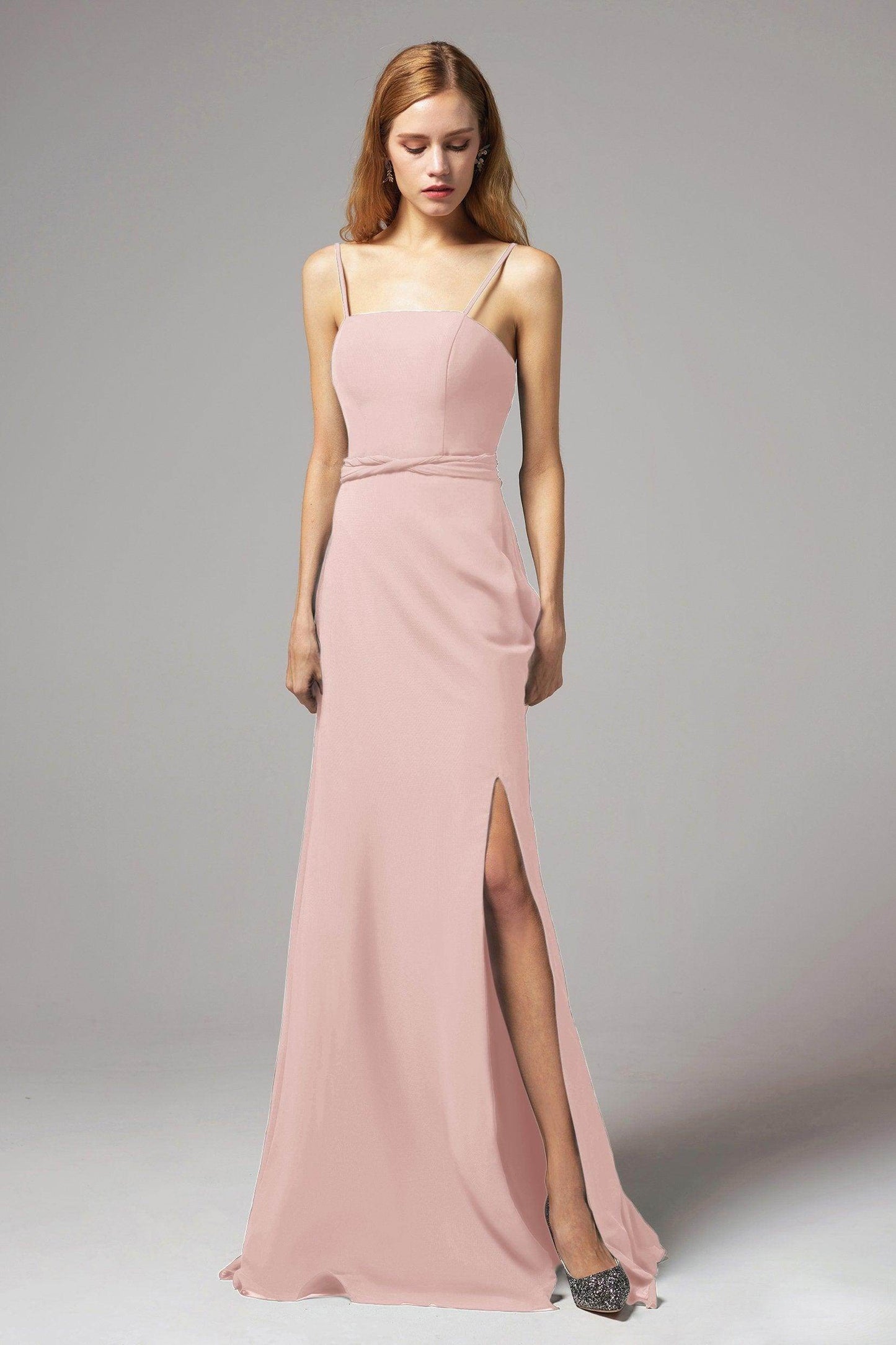 A-Line Floor Length Chiffon Bridesmaid Dress CB0414 - COCOMELODY