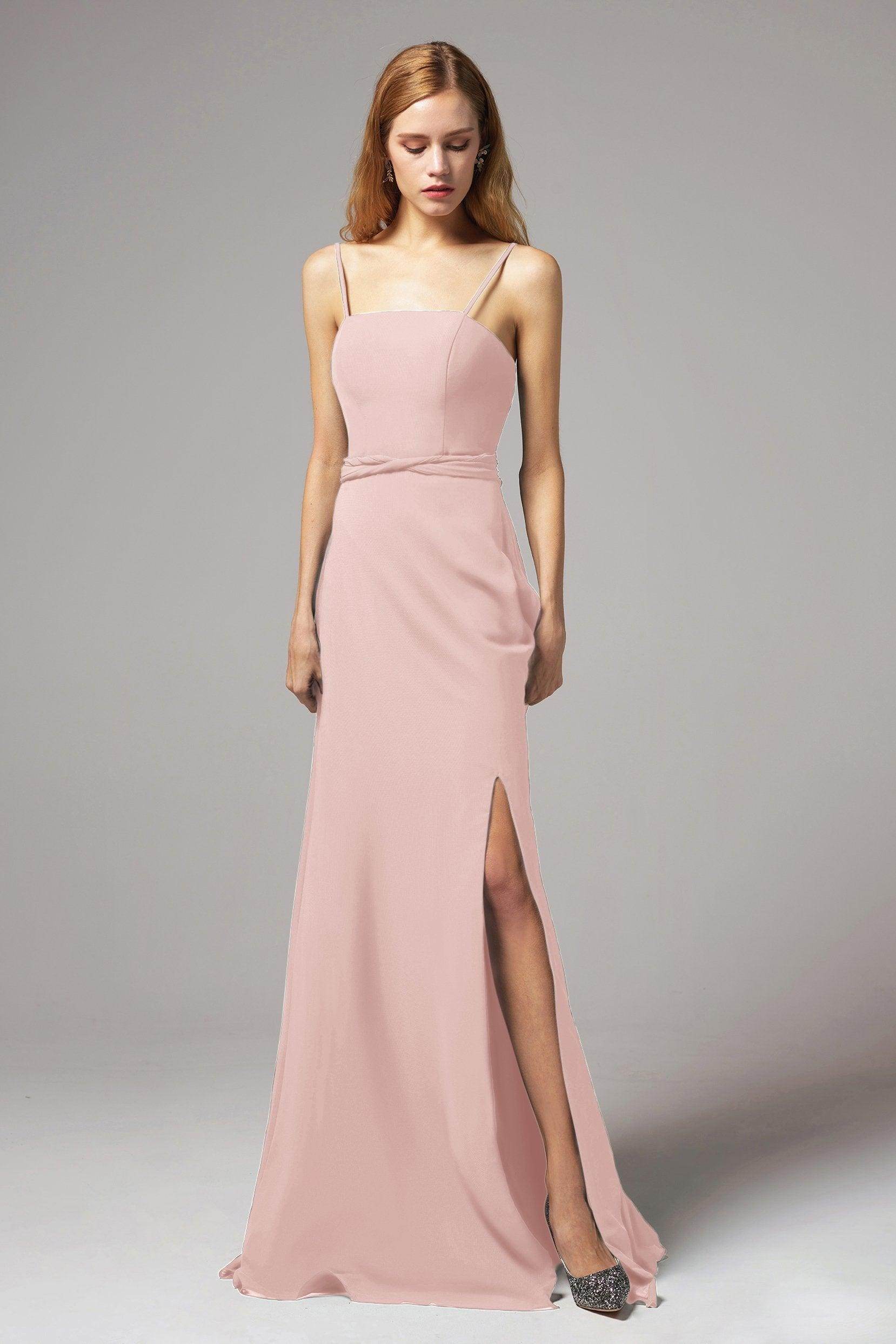 A-Line Floor Length Chiffon Bridesmaid Dress CB0414 - COCOMELODY