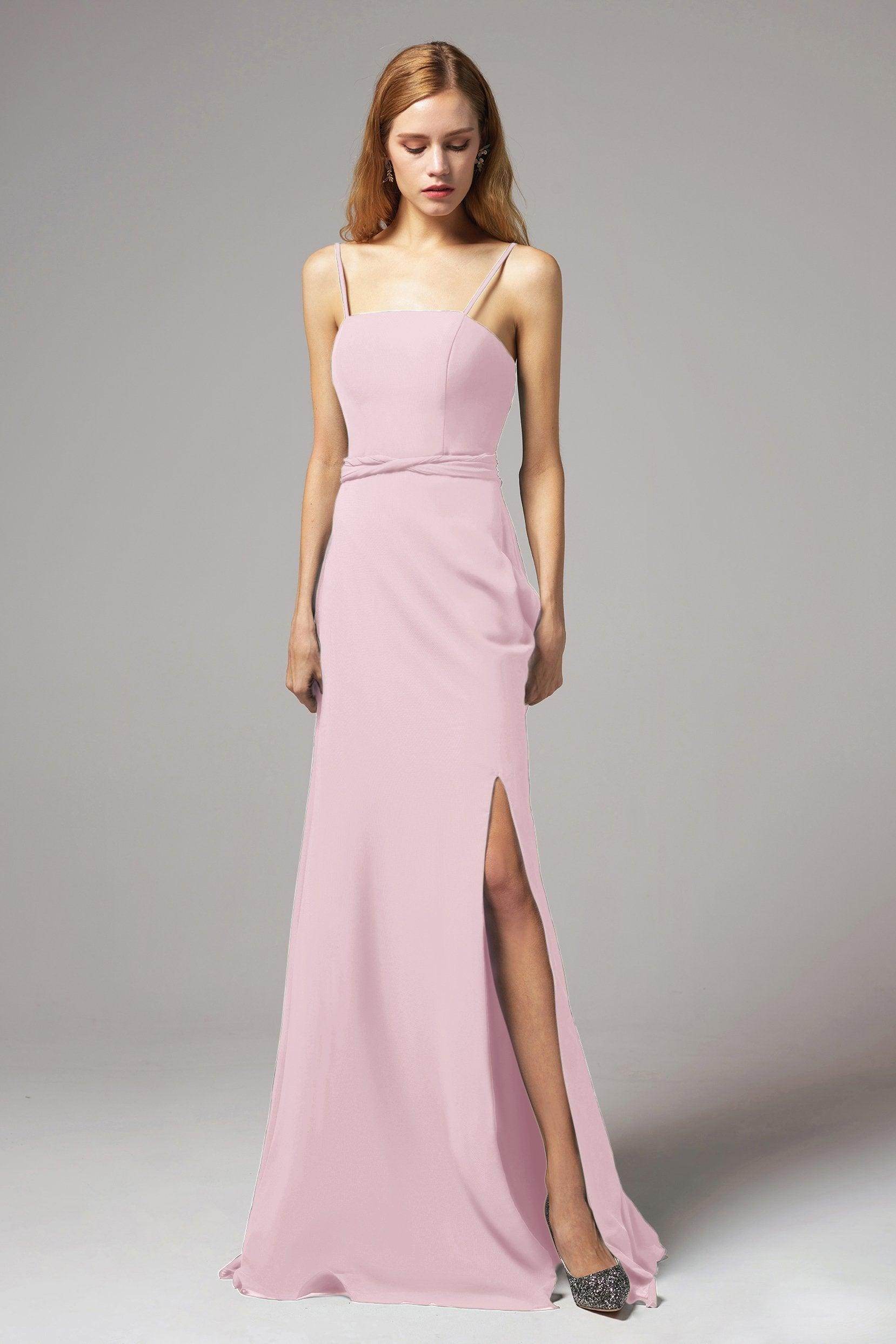 A-Line Floor Length Chiffon Bridesmaid Dress CB0414 - COCOMELODY