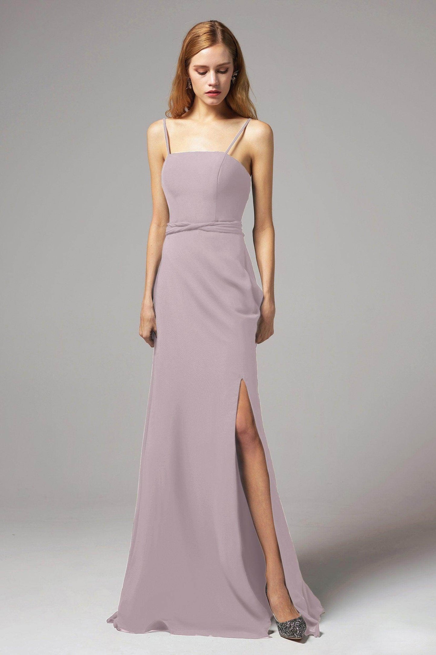A-Line Floor Length Chiffon Bridesmaid Dress CB0414 - COCOMELODY