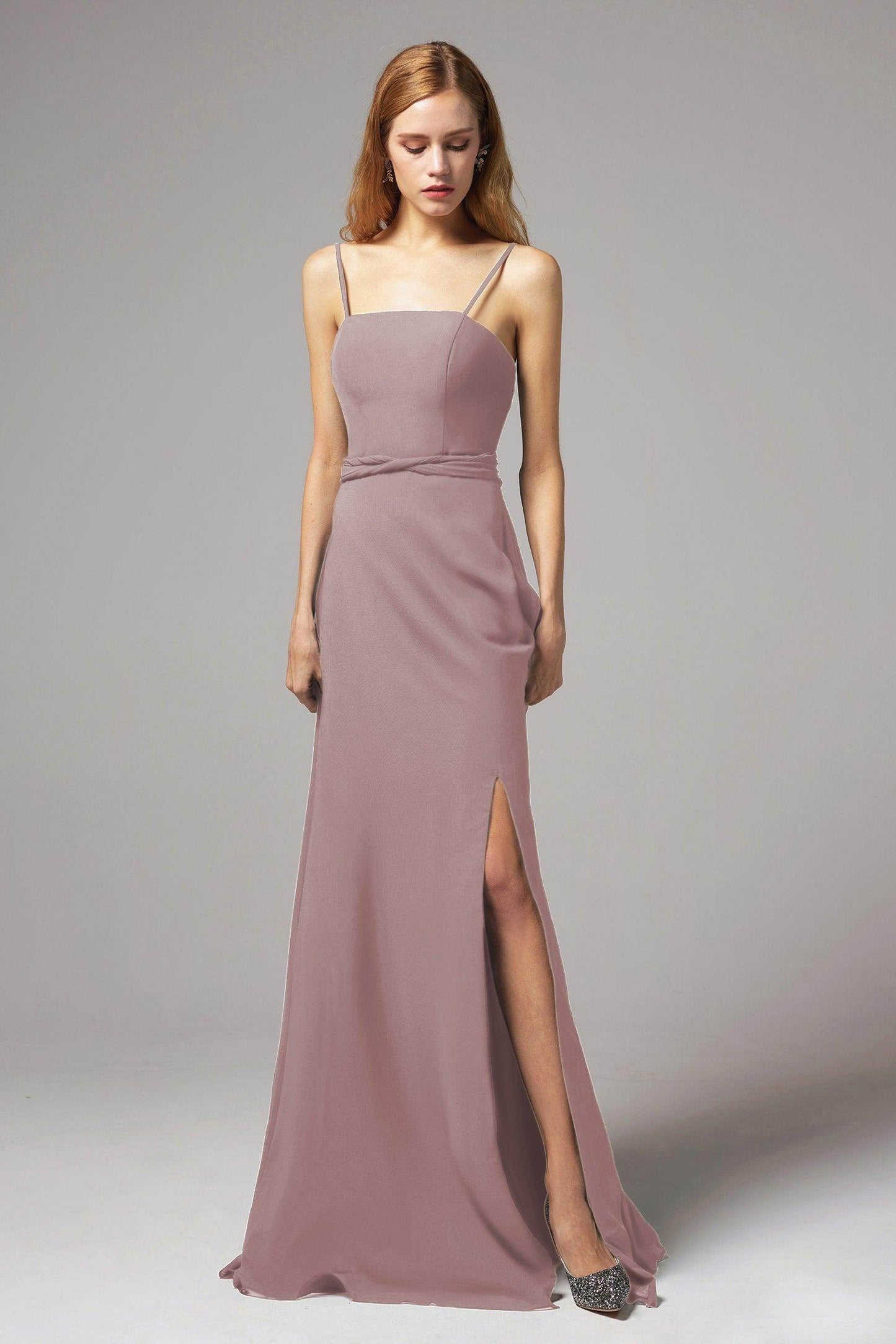 A-Line Floor Length Chiffon Bridesmaid Dress CB0414 - COCOMELODY