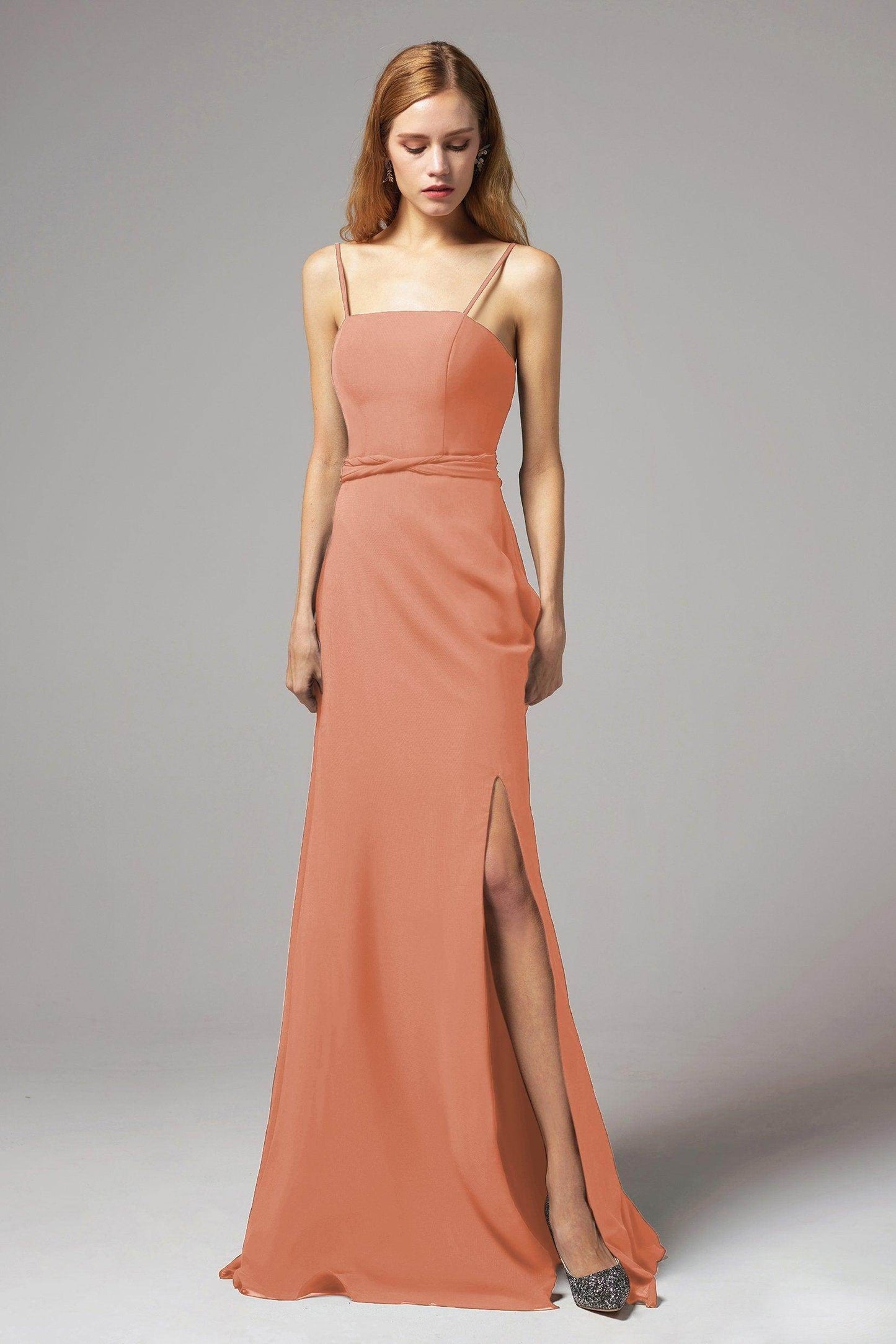 A-Line Floor Length Chiffon Bridesmaid Dress CB0414 - COCOMELODY
