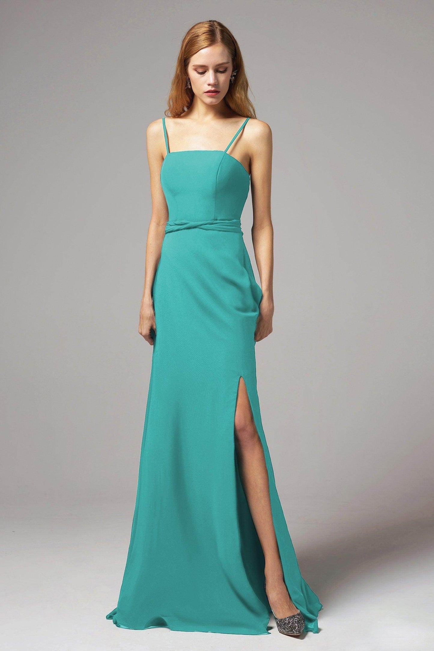 A-Line Floor Length Chiffon Bridesmaid Dress CB0414 - COCOMELODY