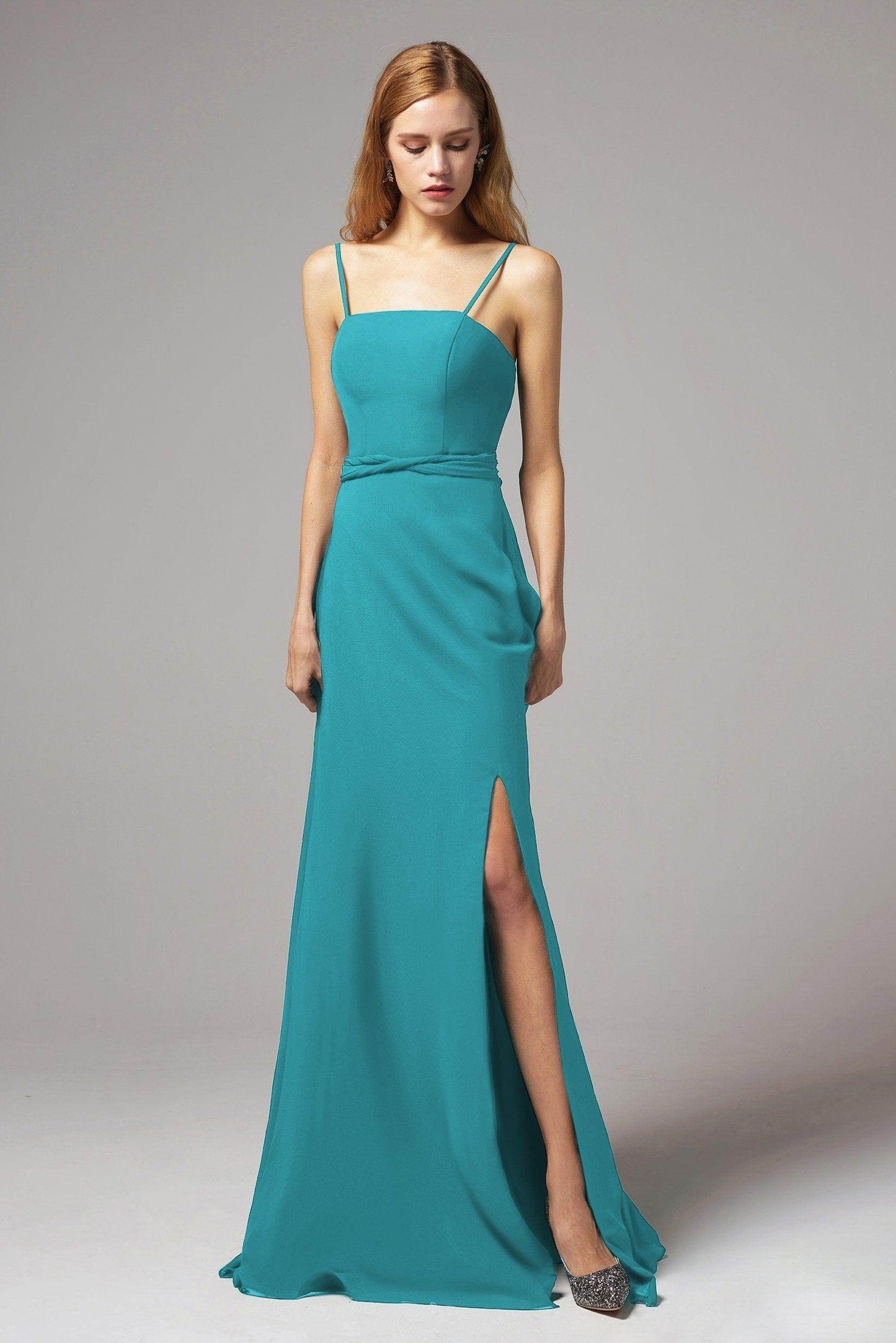 A-Line Floor Length Chiffon Bridesmaid Dress CB0414 - COCOMELODY