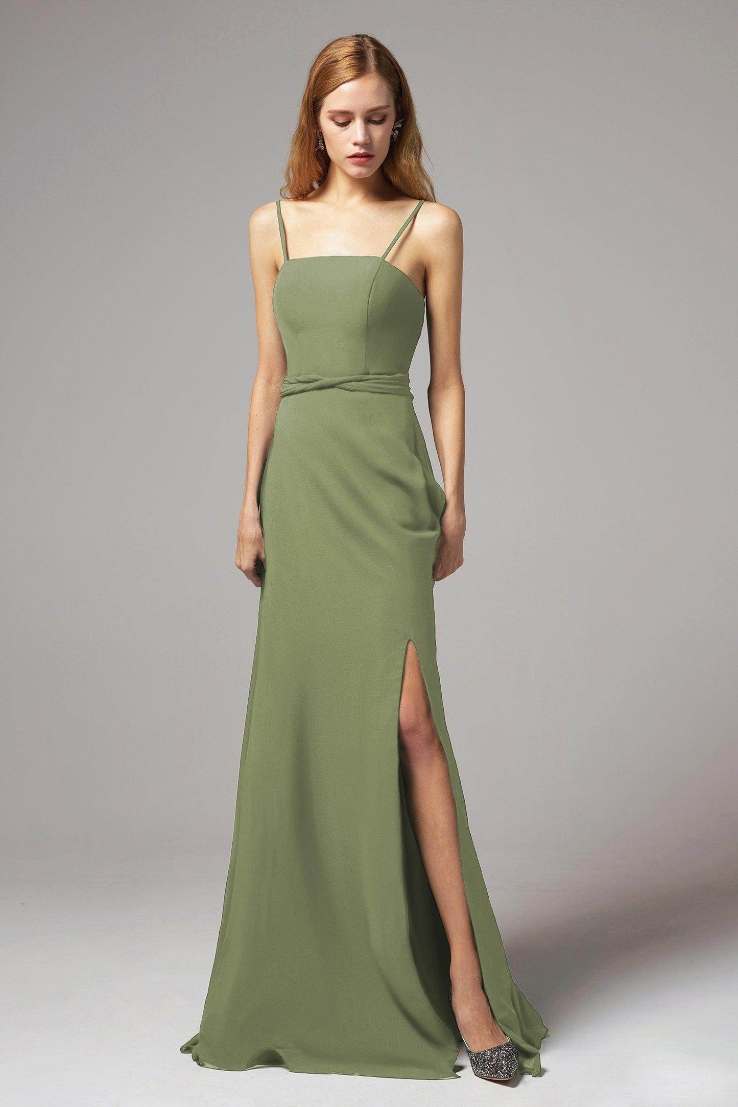 A-Line Floor Length Chiffon Bridesmaid Dress CB0414 - COCOMELODY