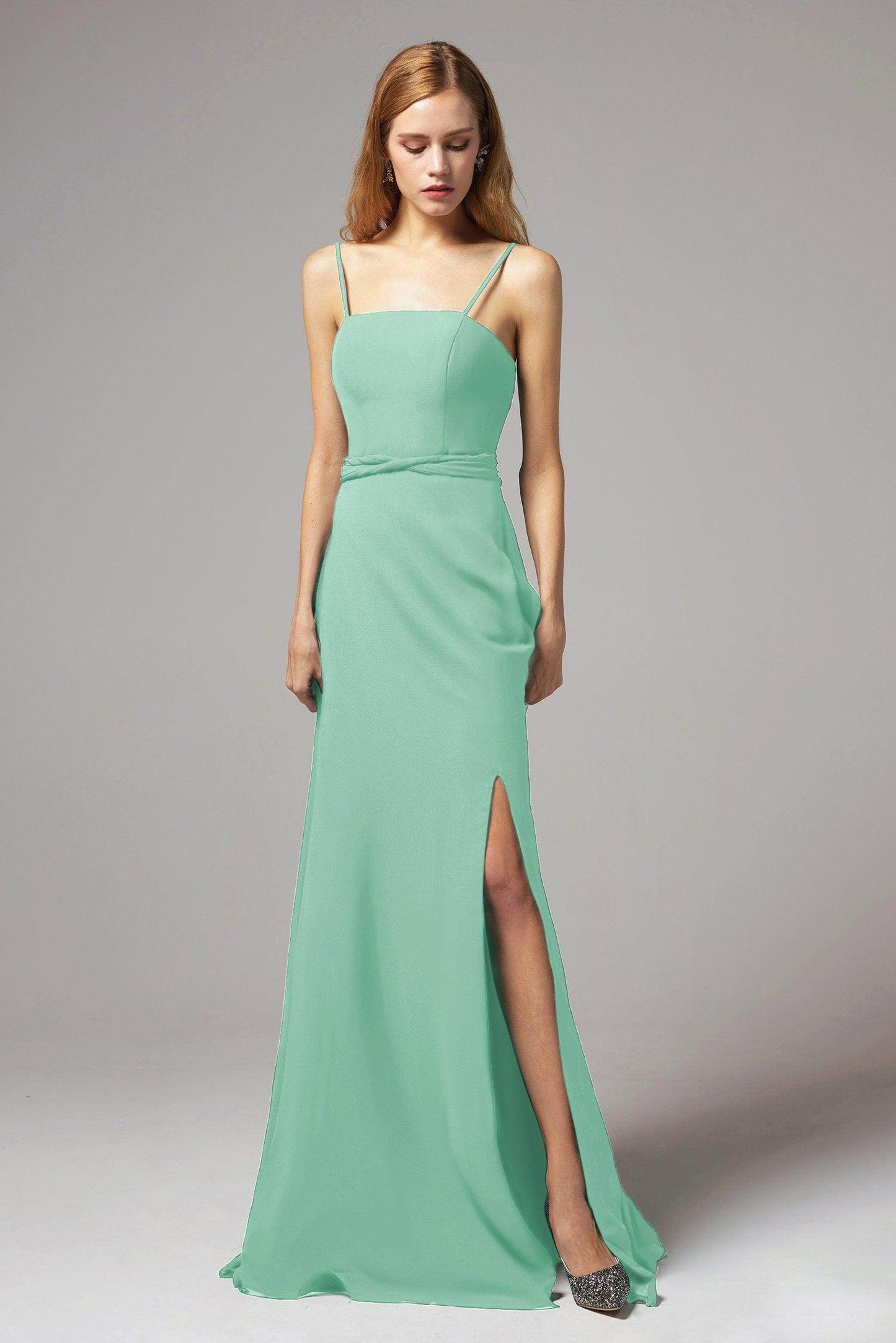 A-Line Floor Length Chiffon Bridesmaid Dress CB0414 - COCOMELODY