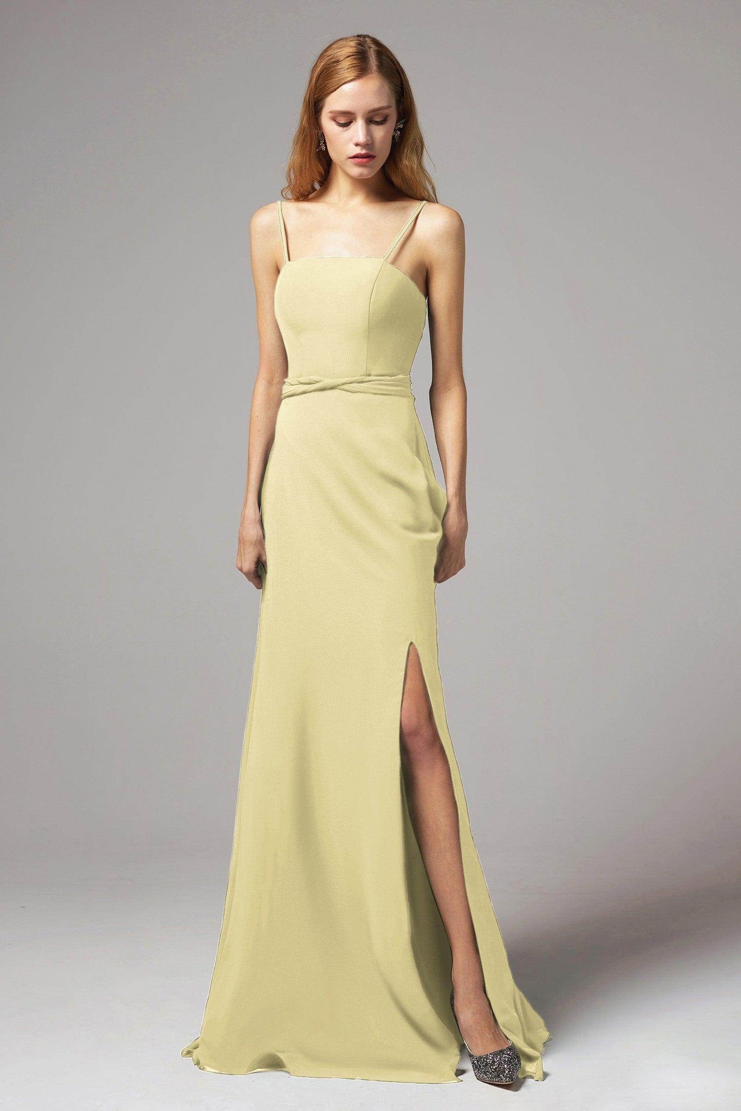 A-Line Floor Length Chiffon Bridesmaid Dress CB0414 - COCOMELODY