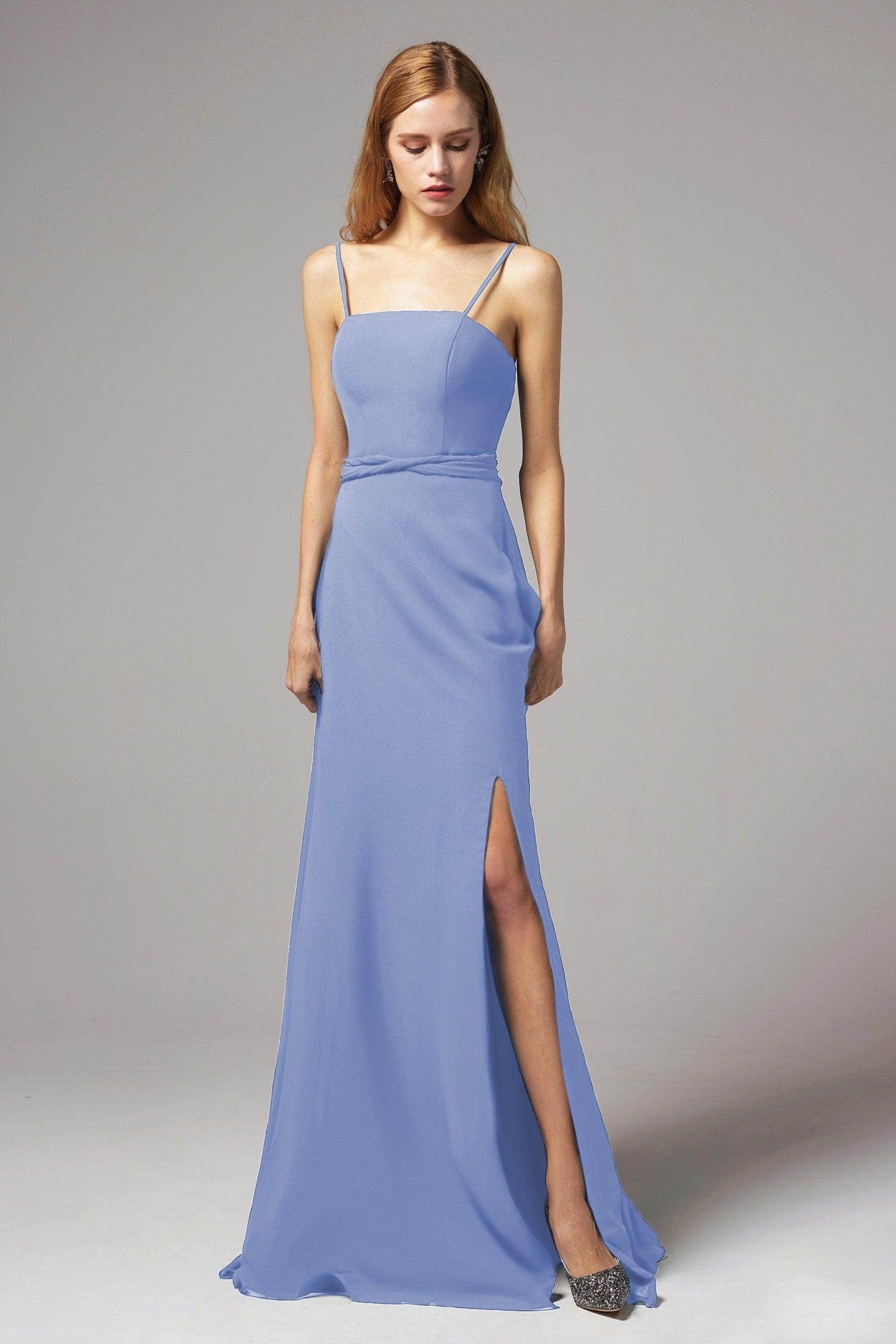 A-Line Floor Length Chiffon Bridesmaid Dress CB0414 - COCOMELODY