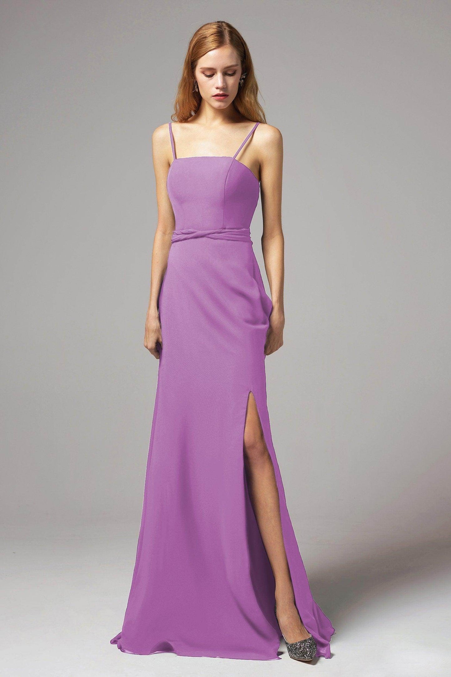 A-Line Floor Length Chiffon Bridesmaid Dress CB0414 - COCOMELODY