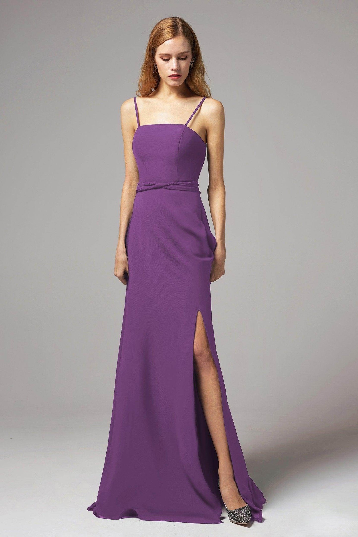 A-Line Floor Length Chiffon Bridesmaid Dress CB0414 - COCOMELODY