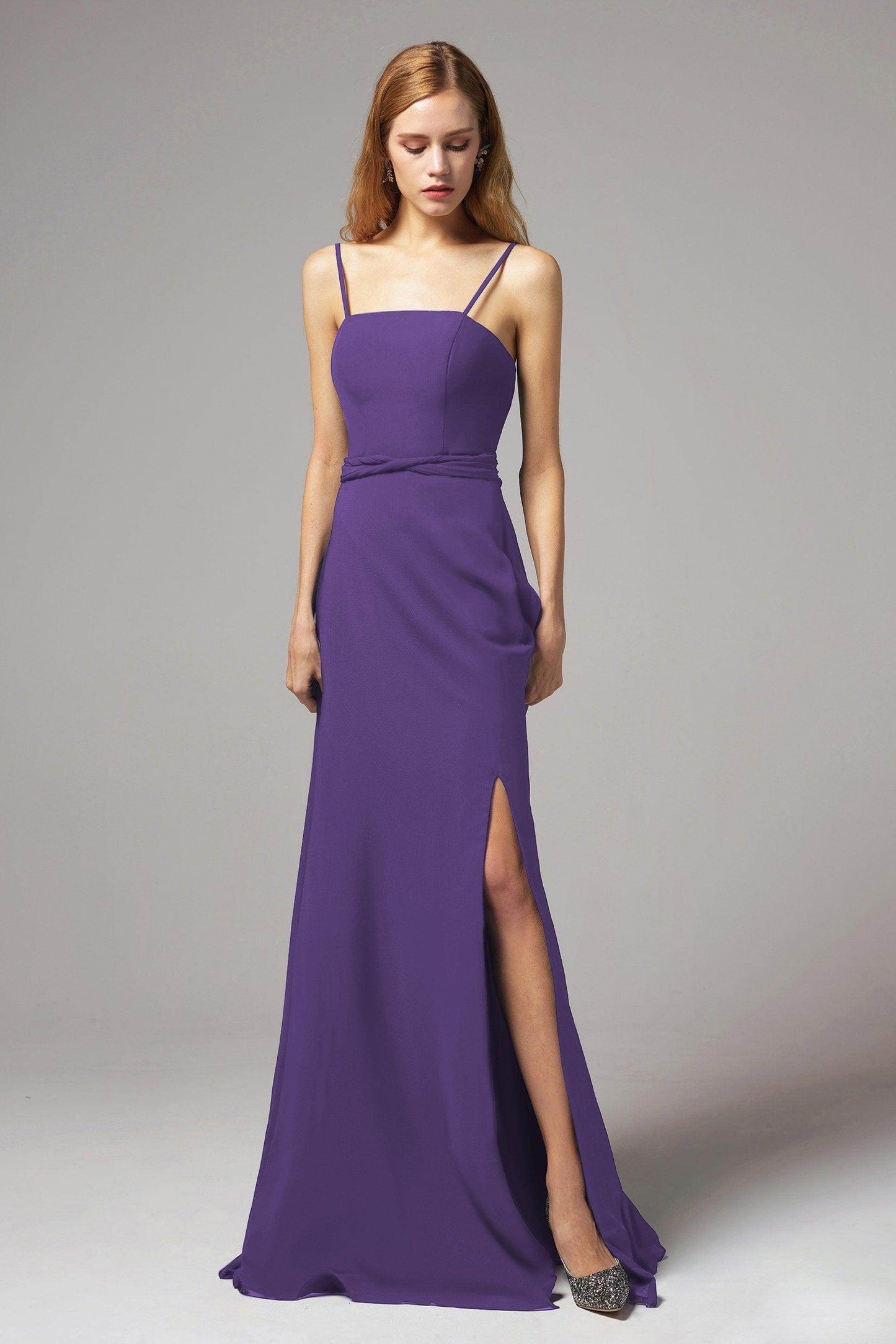 A-Line Floor Length Chiffon Bridesmaid Dress CB0414 - COCOMELODY