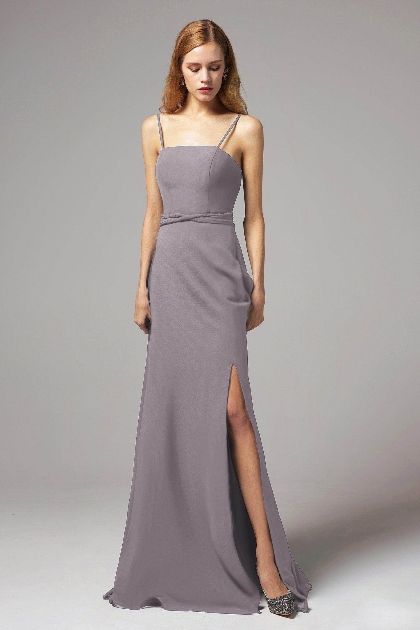 A-Line Floor Length Chiffon Bridesmaid Dress CB0414 - COCOMELODY