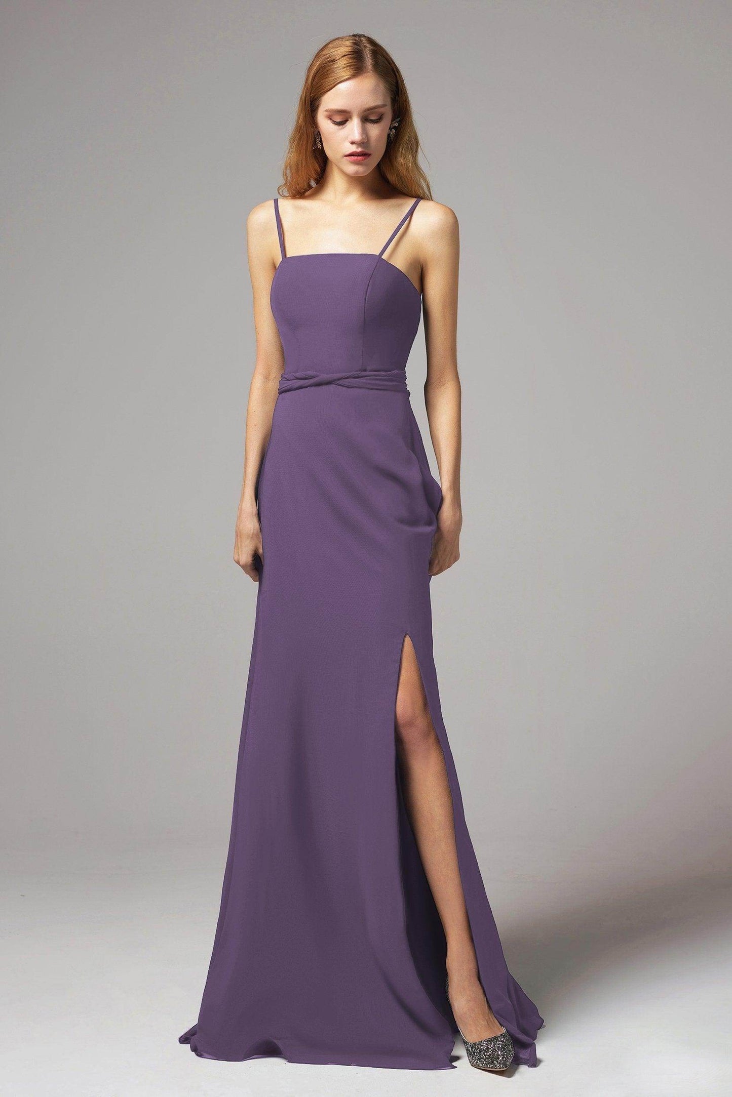 A-Line Floor Length Chiffon Bridesmaid Dress CB0414 - COCOMELODY
