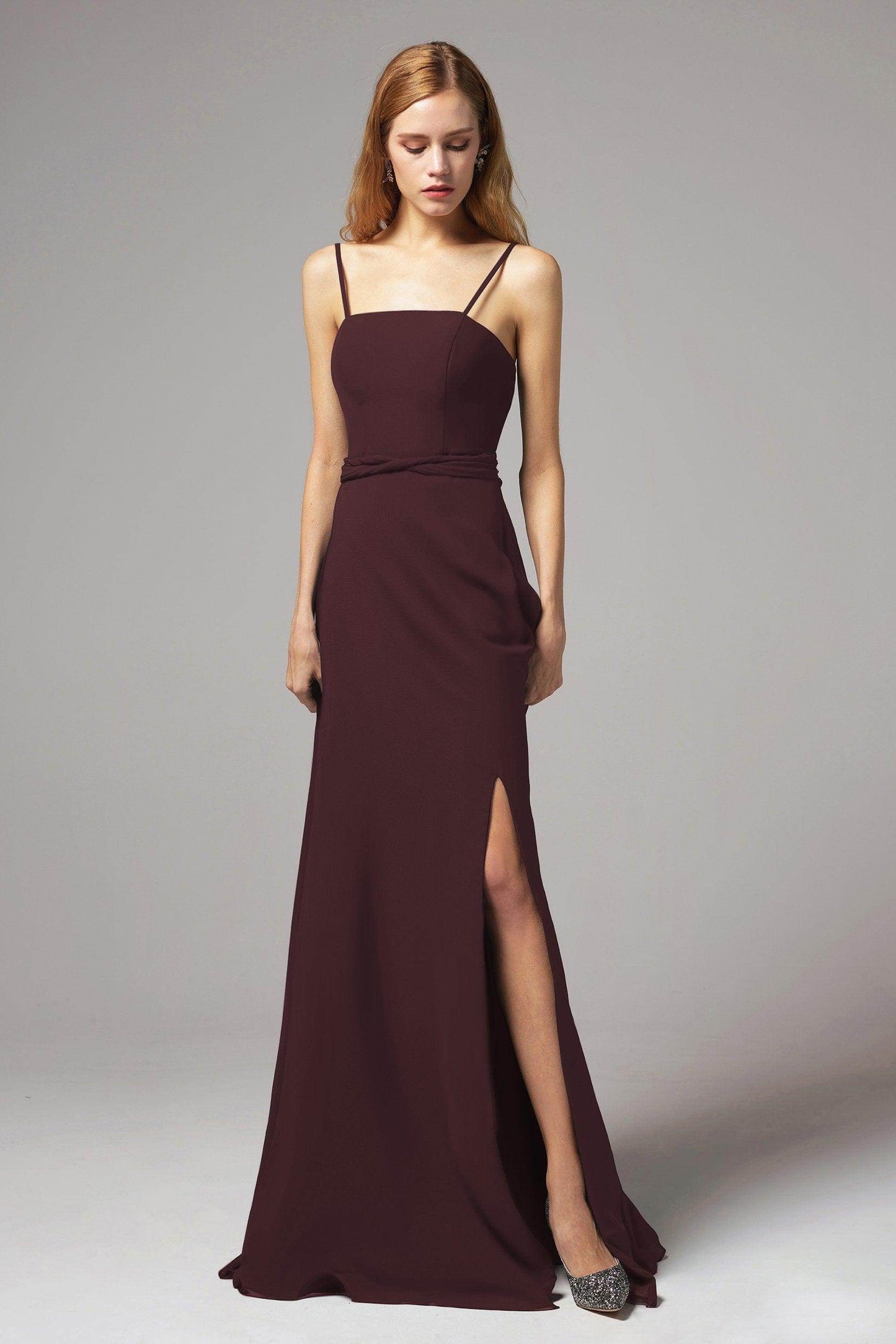 A-Line Floor Length Chiffon Bridesmaid Dress CB0414 - COCOMELODY