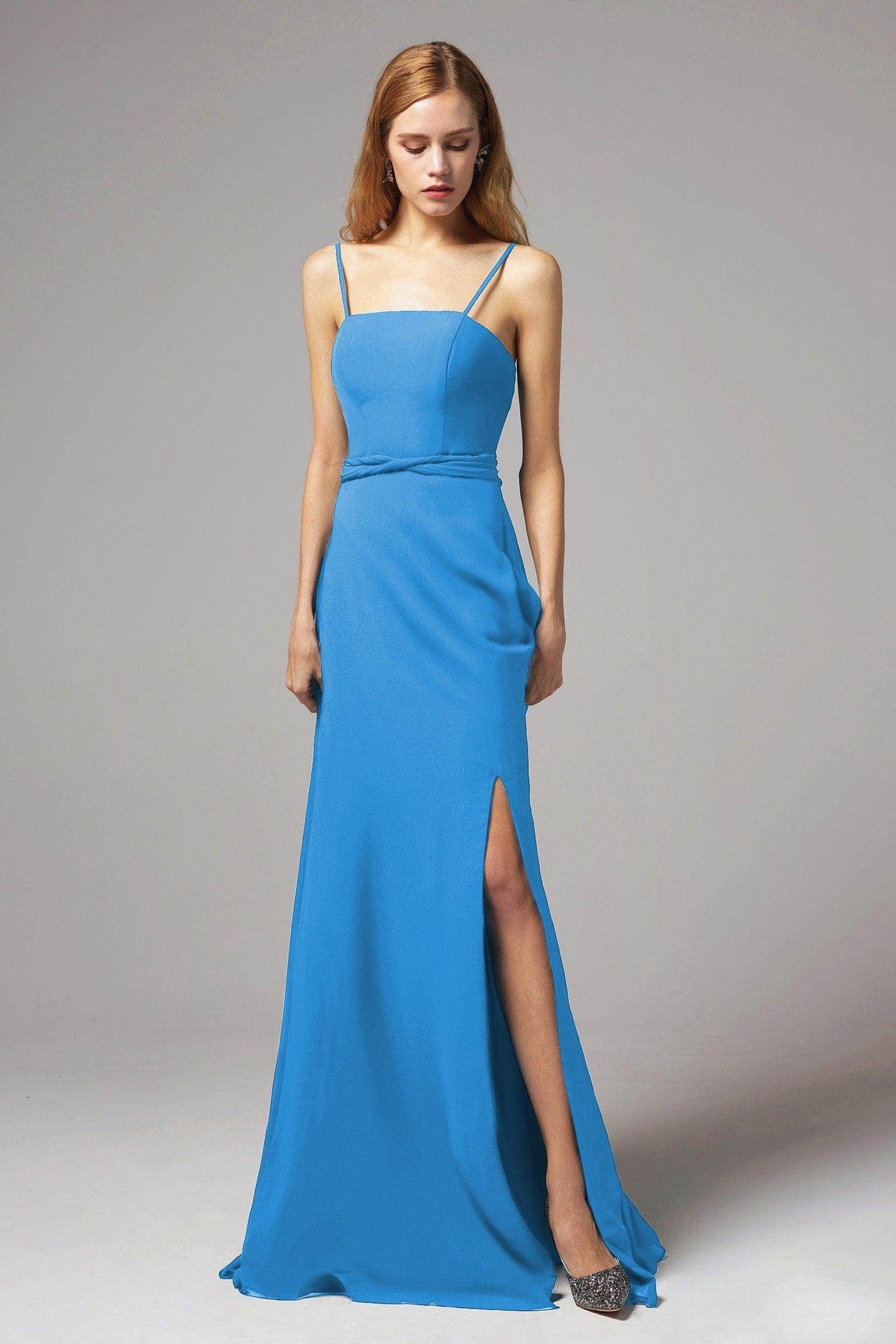 A-Line Floor Length Chiffon Bridesmaid Dress CB0414 - COCOMELODY