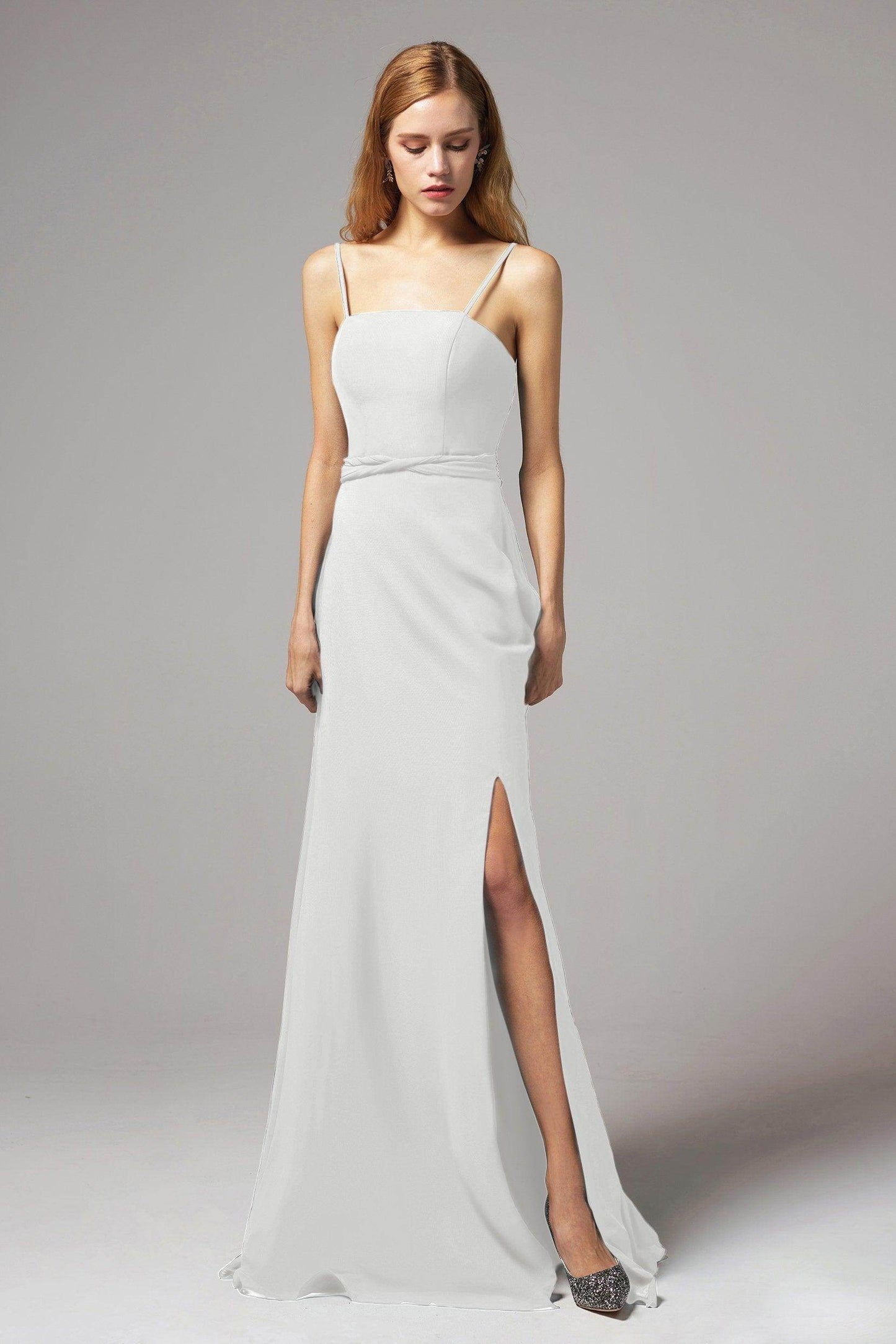 A-Line Floor Length Chiffon Bridesmaid Dress CB0414 - COCOMELODY
